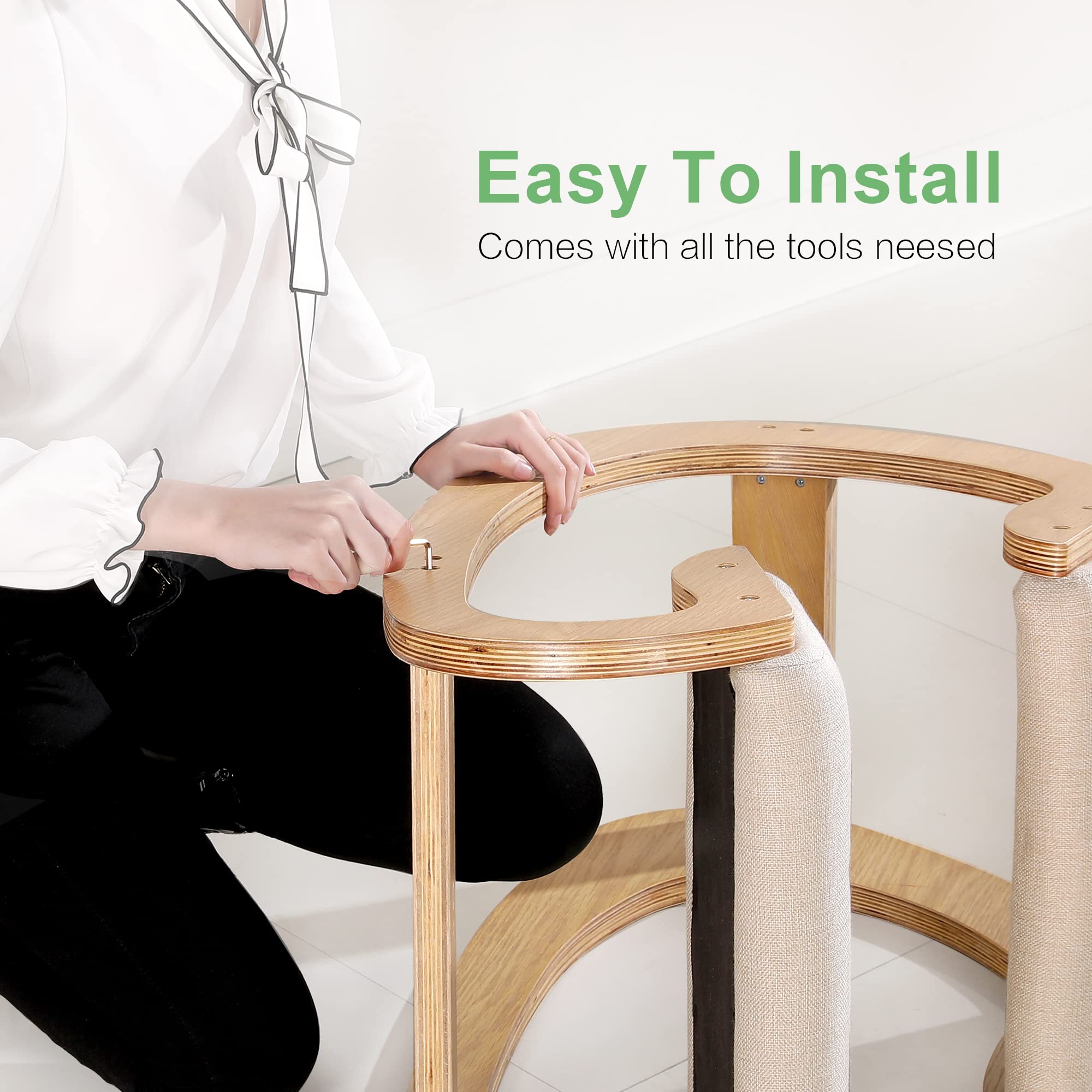 Ergonomic Kneeling Chair for Home Office - Adjustable Rocking Stool with Wooden Frame & Linen Cushion - Posture Corrector for Back & Neck Pain Relief - Meditation Chair (White Oak) - Perfect for Work, Study & Yoga Sessions