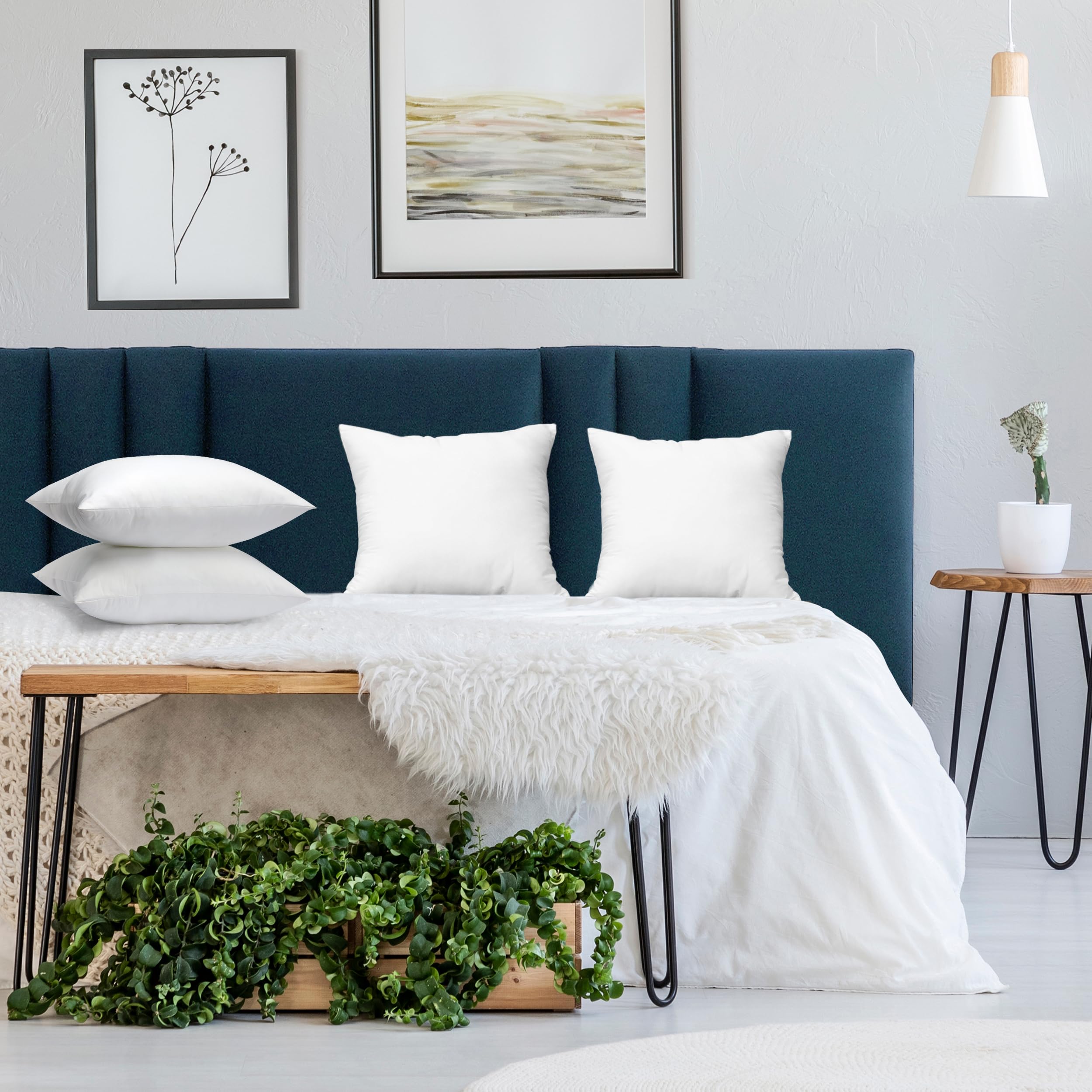 Utopia Bedding 14x14 Inch Decorative Throw Pillows Set of 4 - Soft White Couch Pillows for Sofa, Bed & Home Decor | Perfect for Living Room, Bedroom & Cozy Home Accents