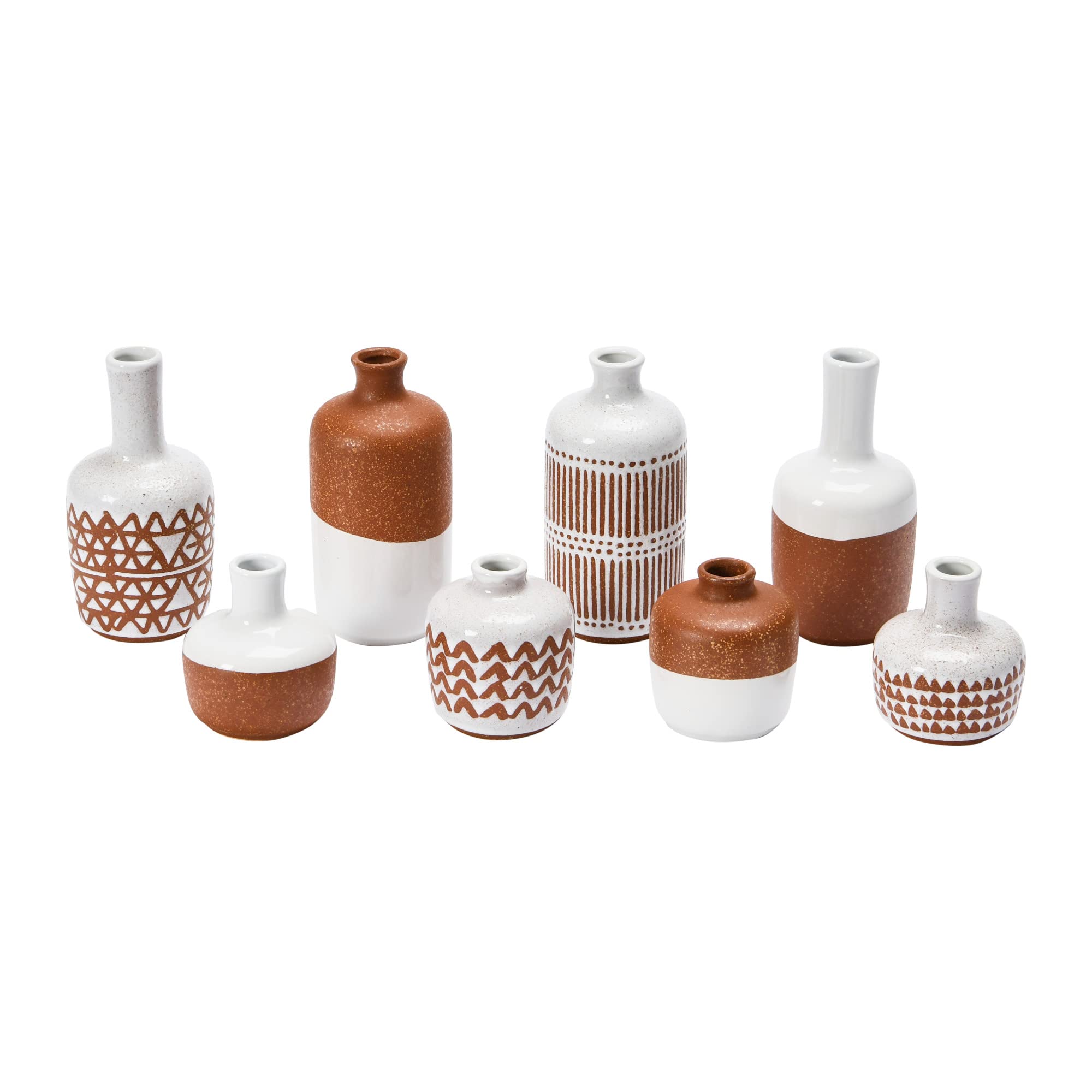 Main + Mesa Stoneware Vases Set of 8 - Handcrafted Ceramic Home Decor for Dining Table, Wedding Centerpiece & Farmhouse Decor