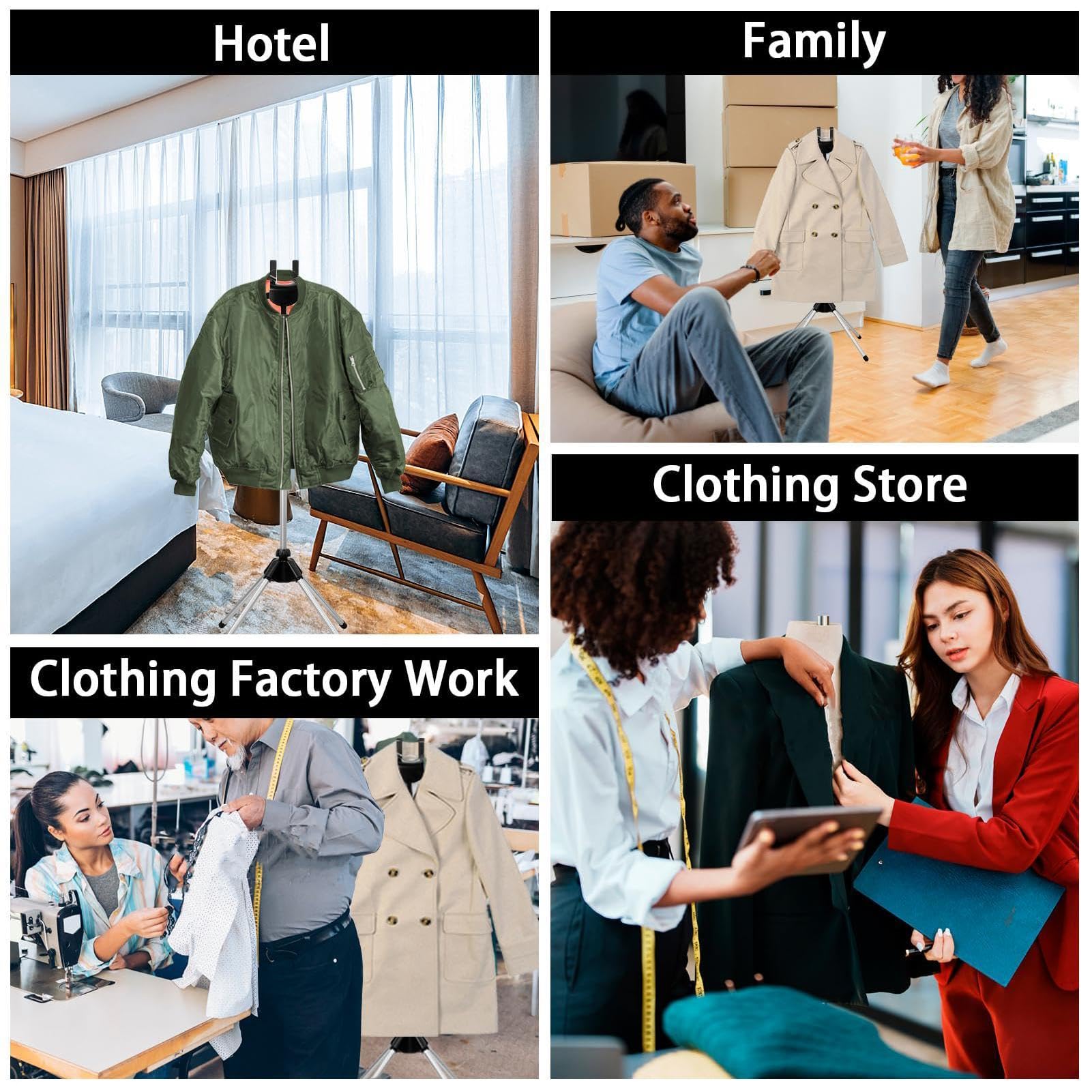 Adjustable Aluminum Alloy Fabric Steamer Stand with Non-Slip Base | Professional Garment Steamer Rack for Clothes & Coats | Perfect for Home Use, Clothing Factories, and Tailor Shops