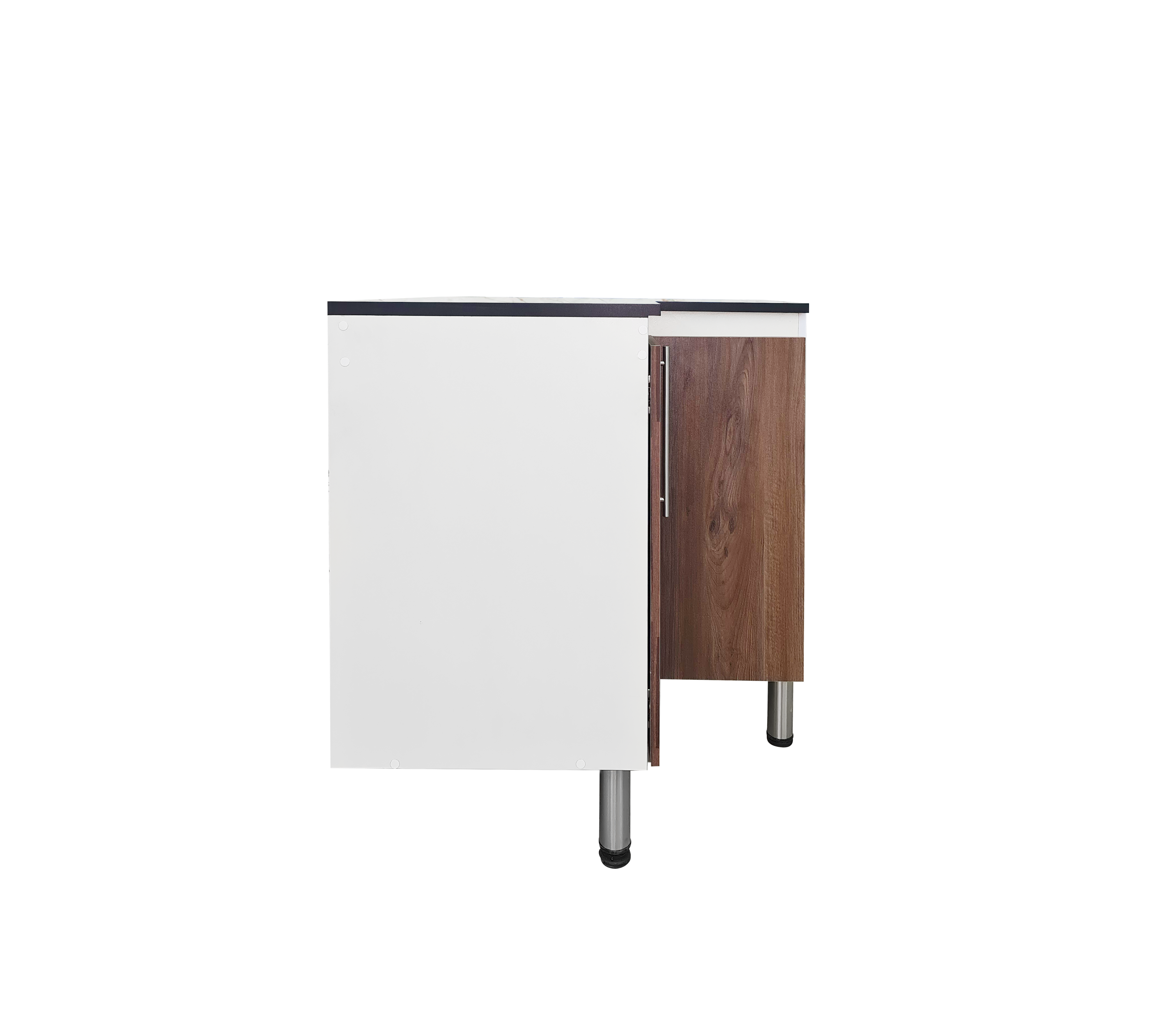 Corner Kitchen Cabinet with 2 Doors & Marble-Patterned PVC Top - Space-Saving Storage for Small Kitchens & Apartments | Durable & Stylish Home Organization Solution