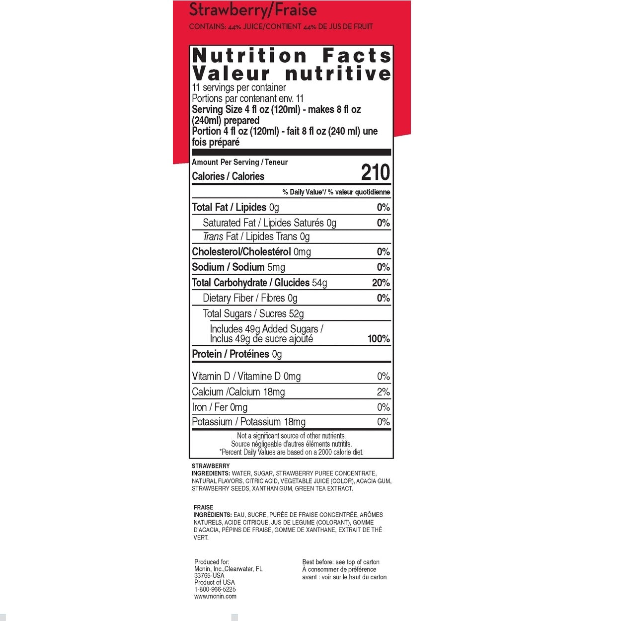 Monin Strawberry Smoothie Mix - Premium Smoothie Syrup for Shakes, Desserts & Cocktails - Perfect for Home Bars, Cafes & Restaurants