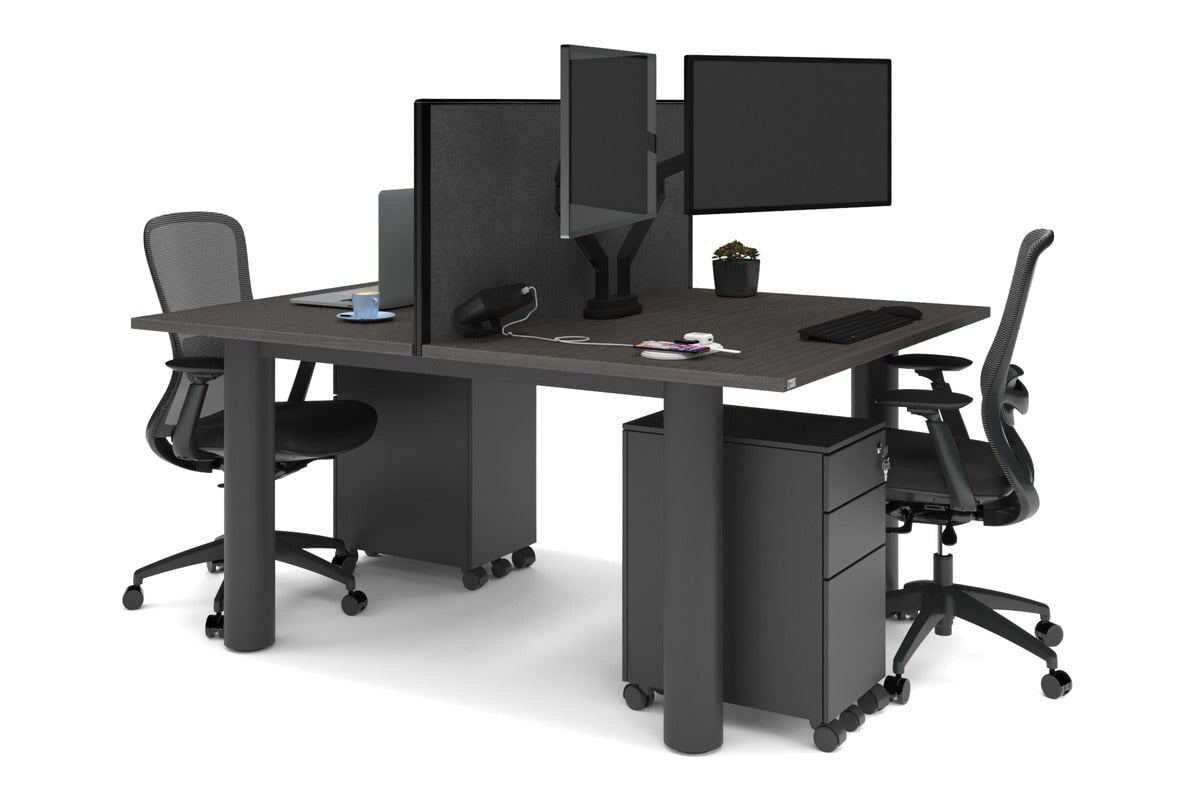 Quadro Cylinder Leg 2-Person Office Workstation Desk - 1800L x 800W with Cable Management Scallop - Perfect for Collaborative Workspaces & Modern Offices