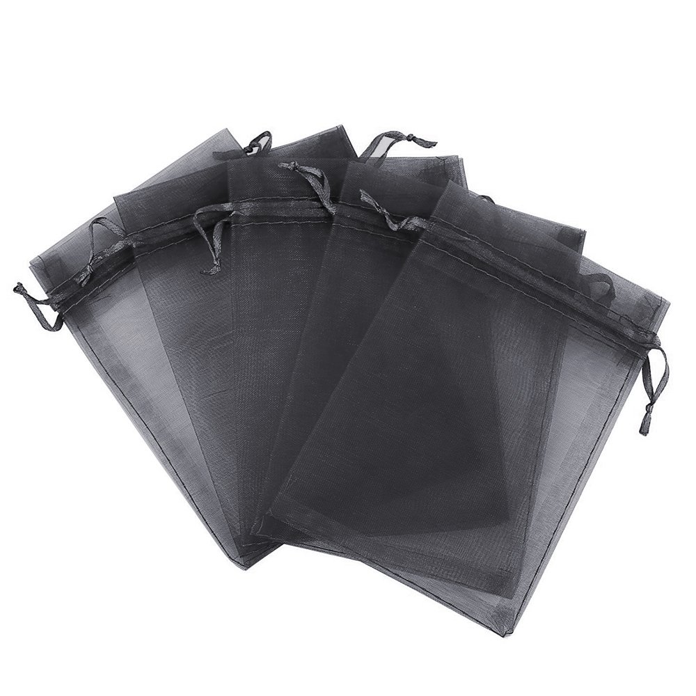 100/200PCS Black Organza Gift Bags for Wedding Favors, Christmas Candy, Jewelry & Party Decor - 5
