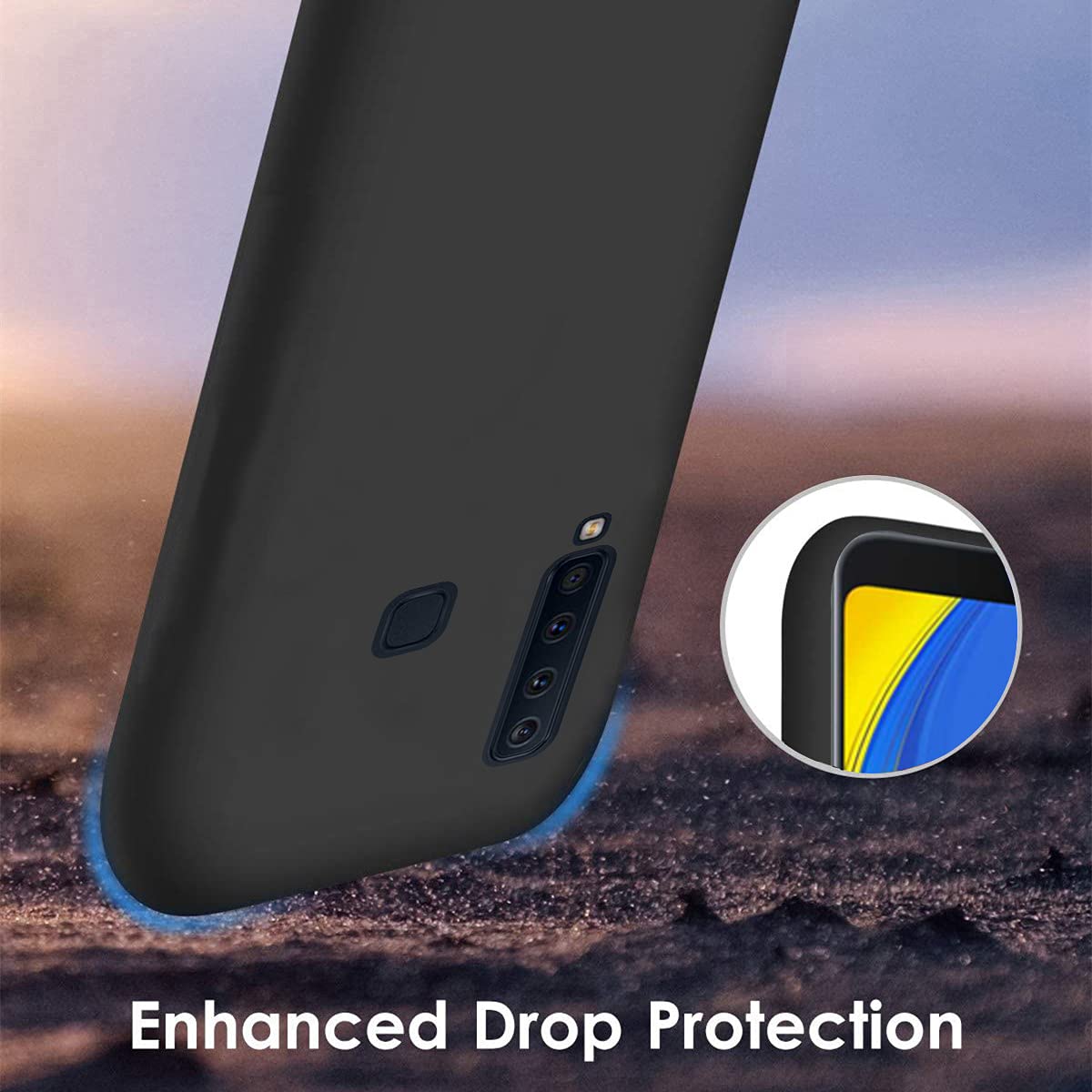Customized Photo Case for Samsung Galaxy A9 2018 - Personalized Picture Phone Cover with Shockproof Silicone Protection - Soft Candy Design - Perfect Christmas Birthday Thanksgiving Gift - Black Protective Case for Everyday Use & Special Occasions