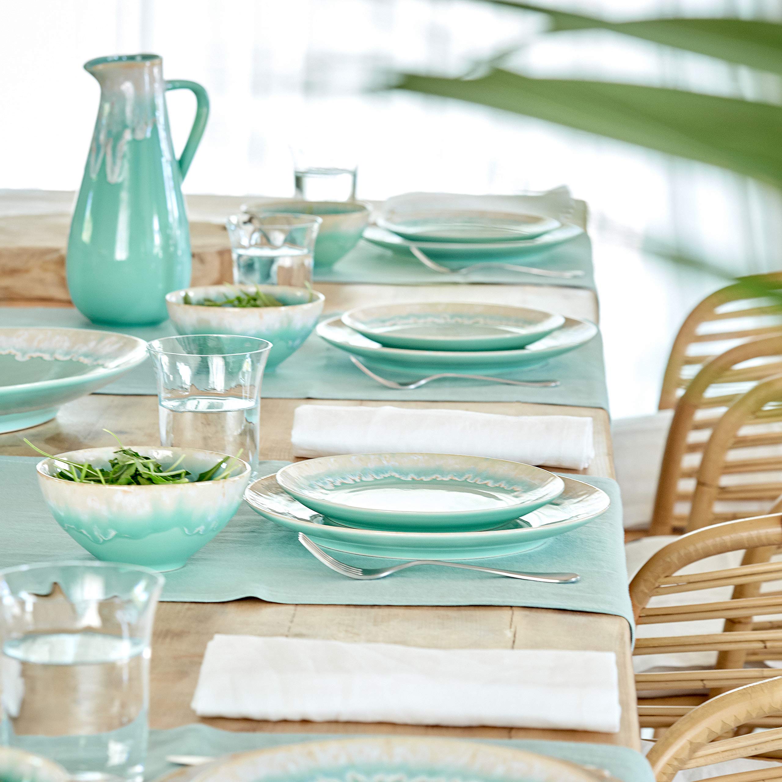 Casafina Ceramic Stoneware 9'' Salad Plate - Taormina Collection, Aqua Blue | Microwave & Dishwasher Safe Dinnerware Set | Food Safe Glazed Tableware for Restaurants & Home Use | Perfect for Salads, Appetizers & Everyday Dining