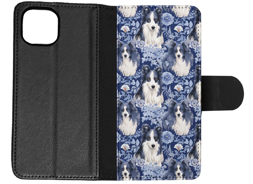 Shetland Sheepdog Puppy Dog Pattern Faux Leather Flip Wallet Phone Case for Apple iPhone 14 Plus - Perfect for Pet Lovers & Daily Use