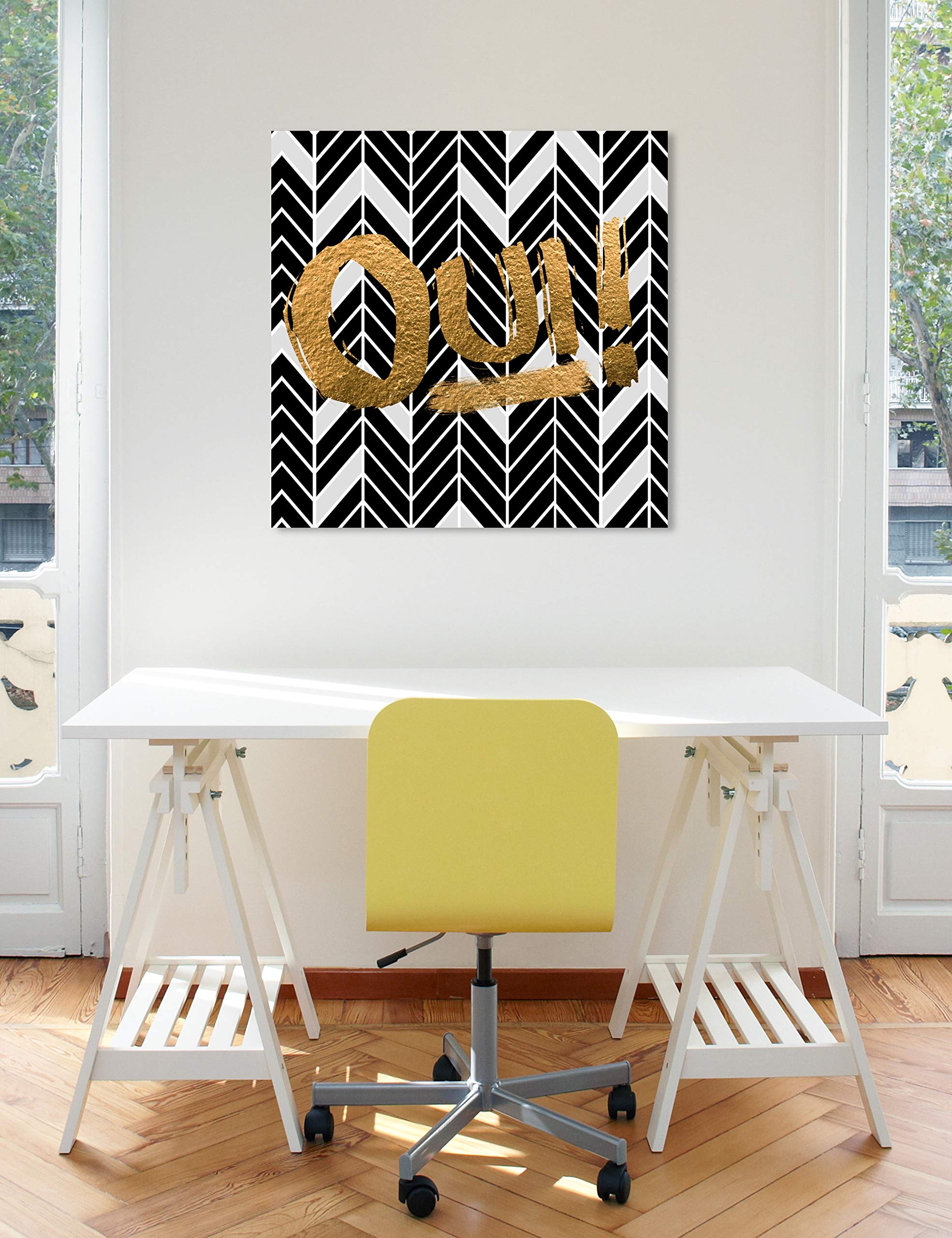 Oui Typography Wall Art Canvas Print - 30x30 Inch Gold & Black Quote Home Decor by Oliver Gal Artist Co. | Perfect for Living Room, Bedroom & Office Décor