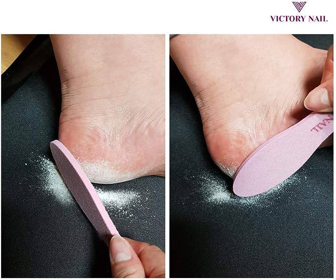 VICTORY NAIL 1PC Medium & Rough Grit Ceramic Pink Foot File - Double Sided Callus Remover for Dry Cracked Heels - Perfect for Pedicure, At-Home Foot Care & Spa Treatments