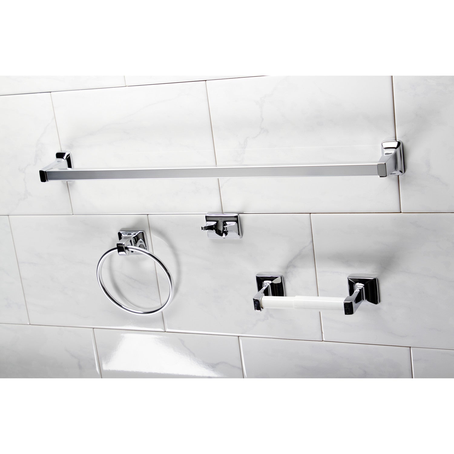 Americana BA0104C 4-Piece 24-Inch Chrome Towel Bar Set - Bathroom Hardware Accessories for Modern Homes, Spa & Guest Bathrooms
