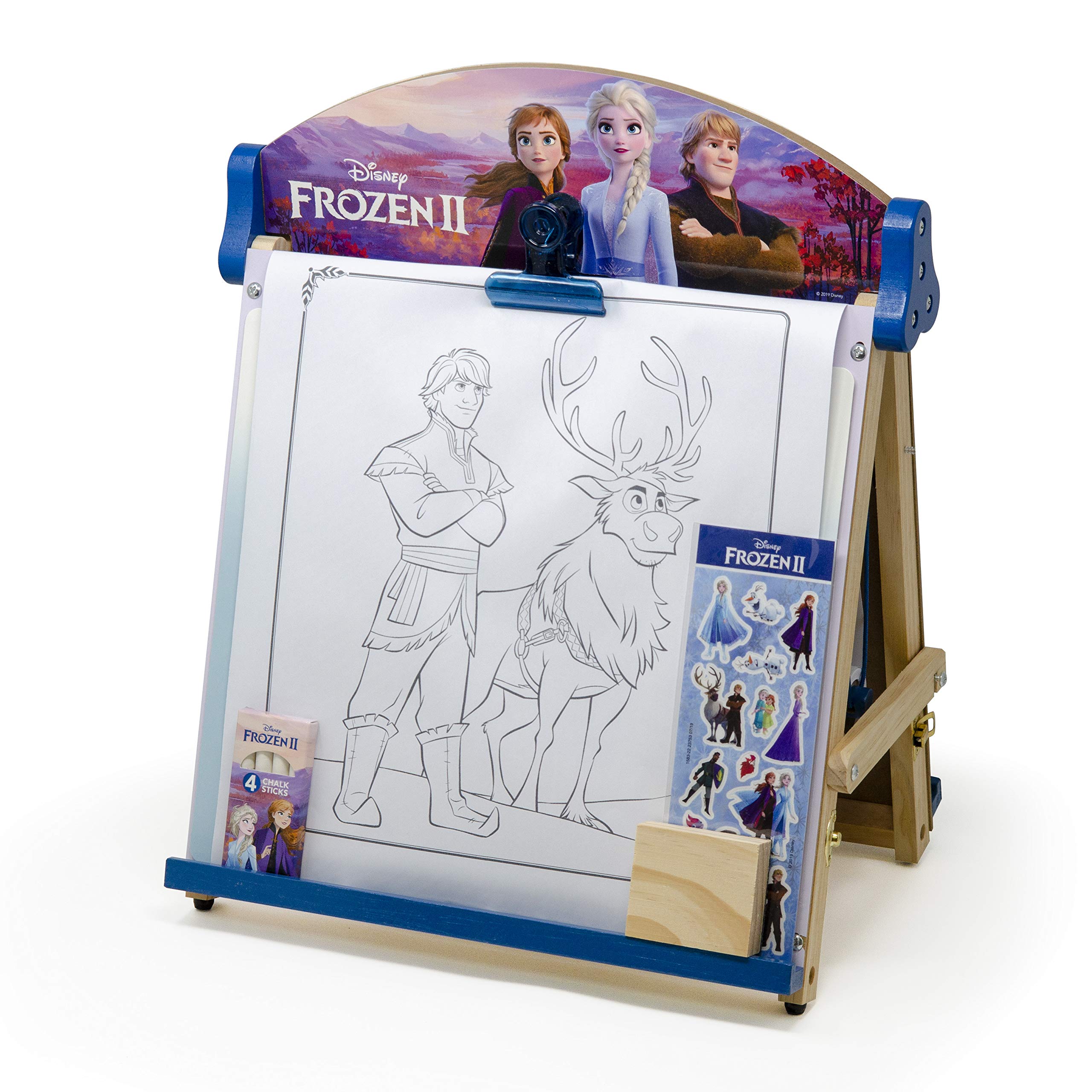 Disney Frozen 2 Double-Sided Wooden Art Easel with 25-Foot Coloring Paper Roll - Kids Drawing Board for Home & Classroom (AS46283, Multicolor) - Perfect for Birthday Gifts, Art Projects & Creative Play