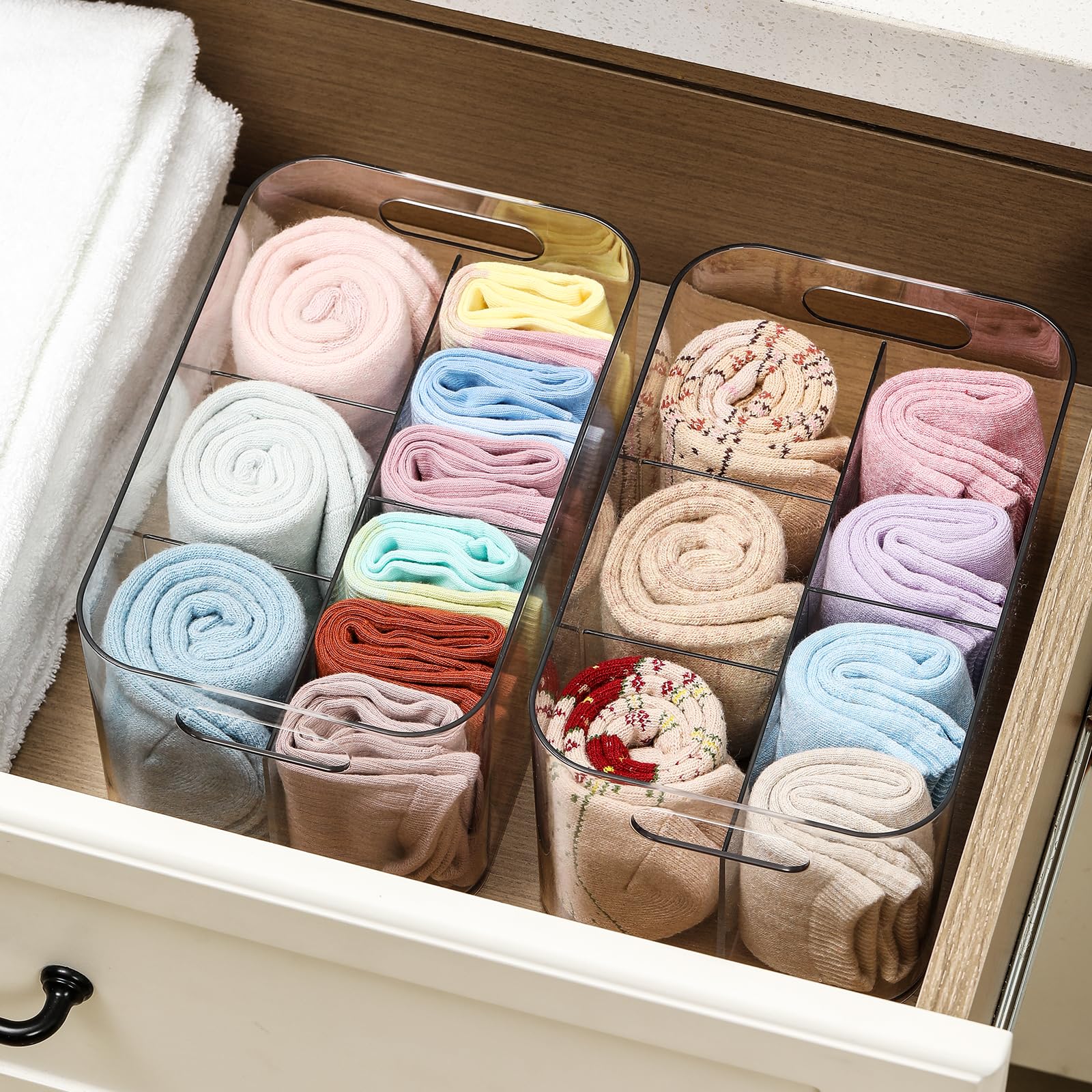 5-Compartment Clear Plastic Storage Bin - Divided Organizer for Art Supplies, Makeup & Cosmetics - Multi-Purpose Storage Container for Vanity, Bathroom, Kitchen, Office & Crafts - Perfect for Organizing Brushes, Nail Polish, Office Supplies & Cleaning Items (1 Pack)