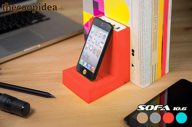 Thecoopidea 10.6A Multi-Device Charging Station with Bookend Design - Fast Charger for iPhone, Android, Tablets & Smartphones - Perfect for Living Room, Office & Bedroom Organization