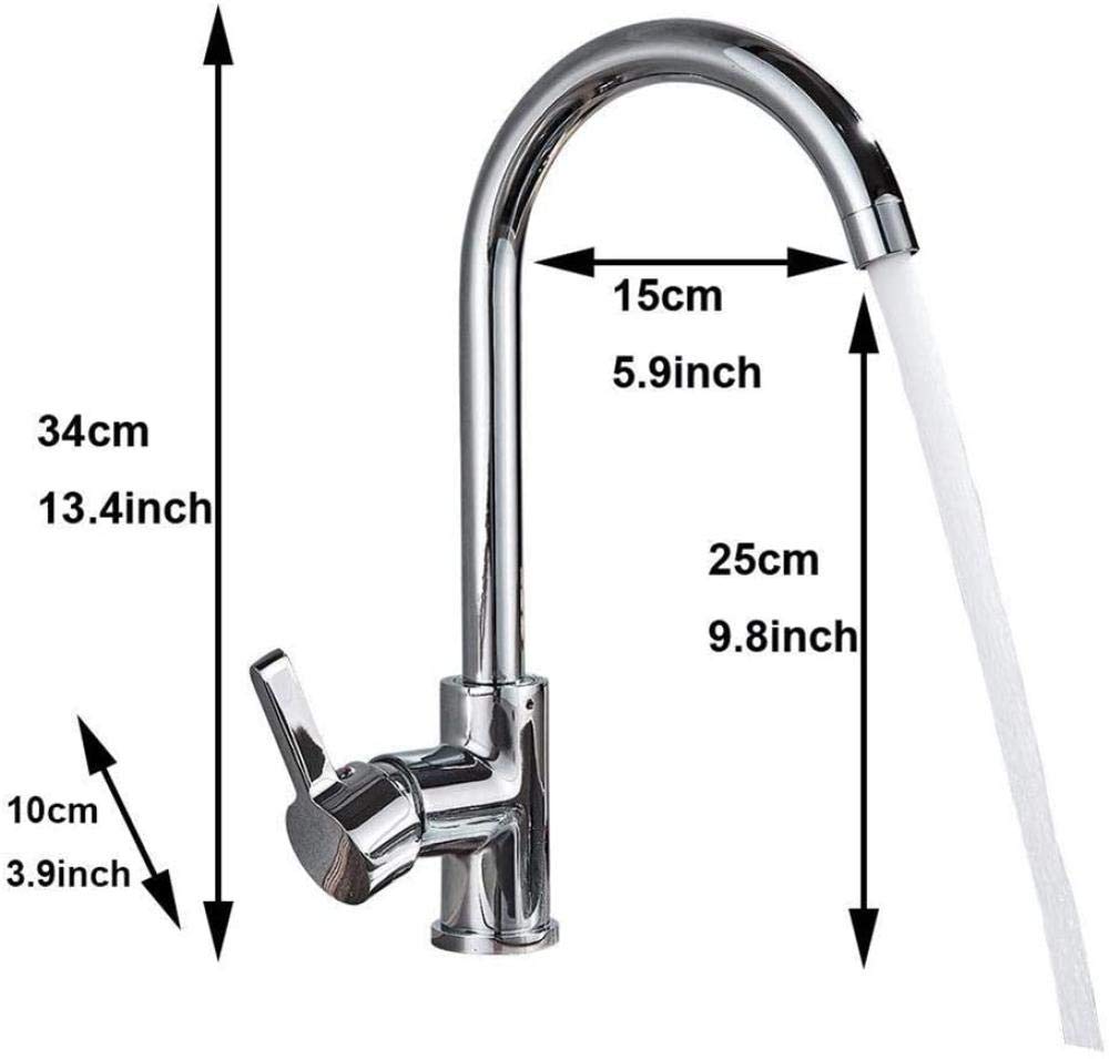 360° Rotatable Low Pressure Kitchen Faucet - Single Lever Mixer Tap for Sink - Chrome Finish | Perfect for Small Kitchens & RVs