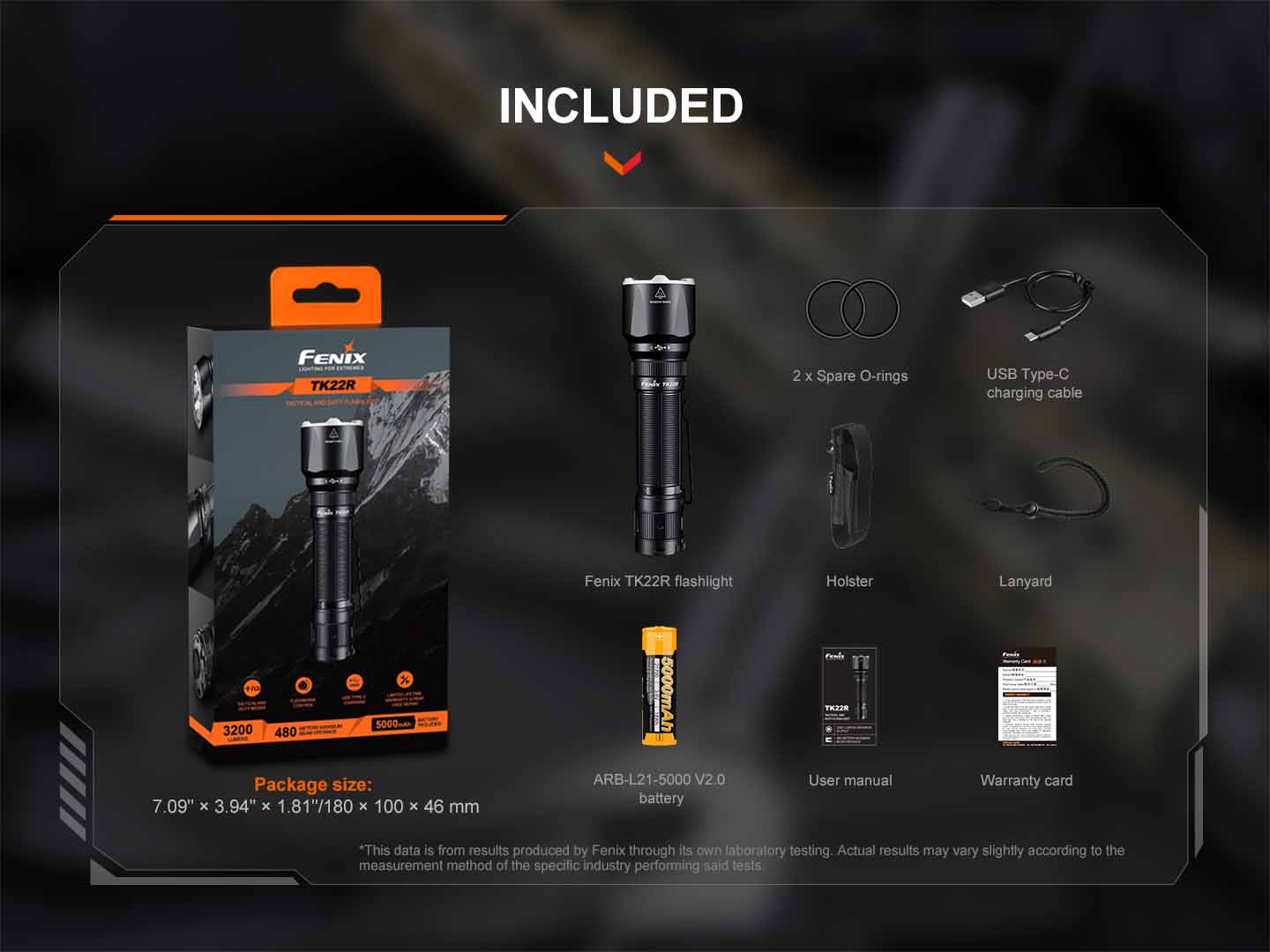 Fenix TK22R Rechargeable Tactical Flashlight with Custom Engraving - High Lumens LED Light for Camping, Hiking, Emergency & Outdoor Adventures