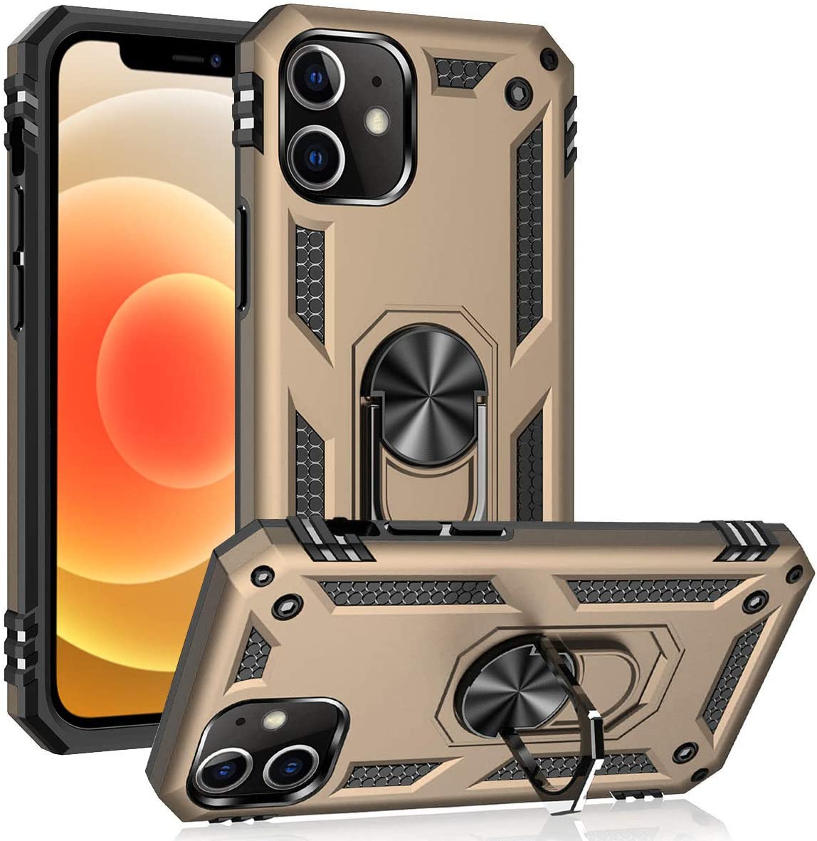 Premium iPhone 12 Pro Max Ring Car Mount Case with Kickstand - Durable Protective Cover for Driving, Work & Travel | Compatible with Wireless Charging