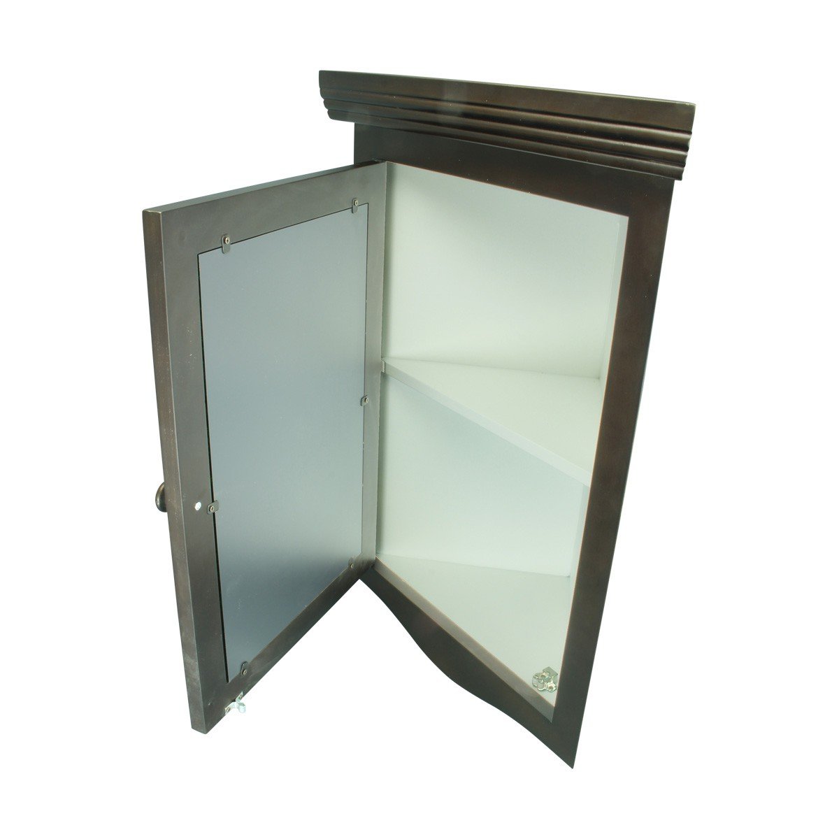 Dark Oak Corner Medicine Cabinet 27x20 Inch - Recessed Mirror Bathroom Storage with Mounting Hardware | Space-Saving Solution for Small Bathrooms & Vanities
