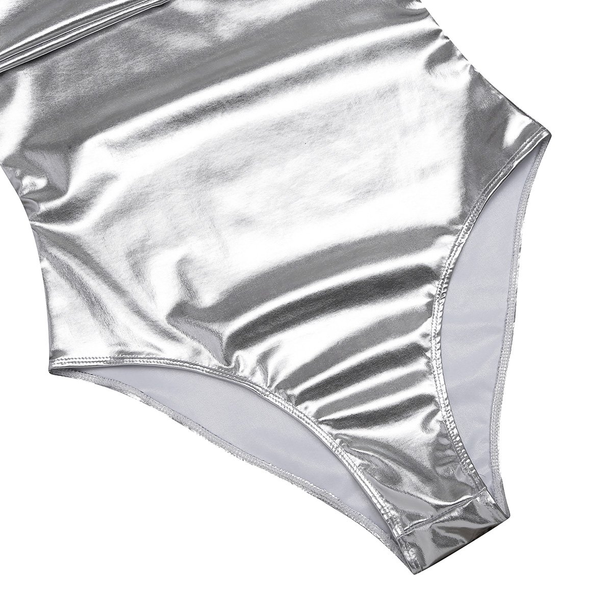 Women's Metallic Liquid Leotard Bodysuit - Long Sleeve Gymnastics & Dance Costume for Performance, Yoga, and Stage Shows