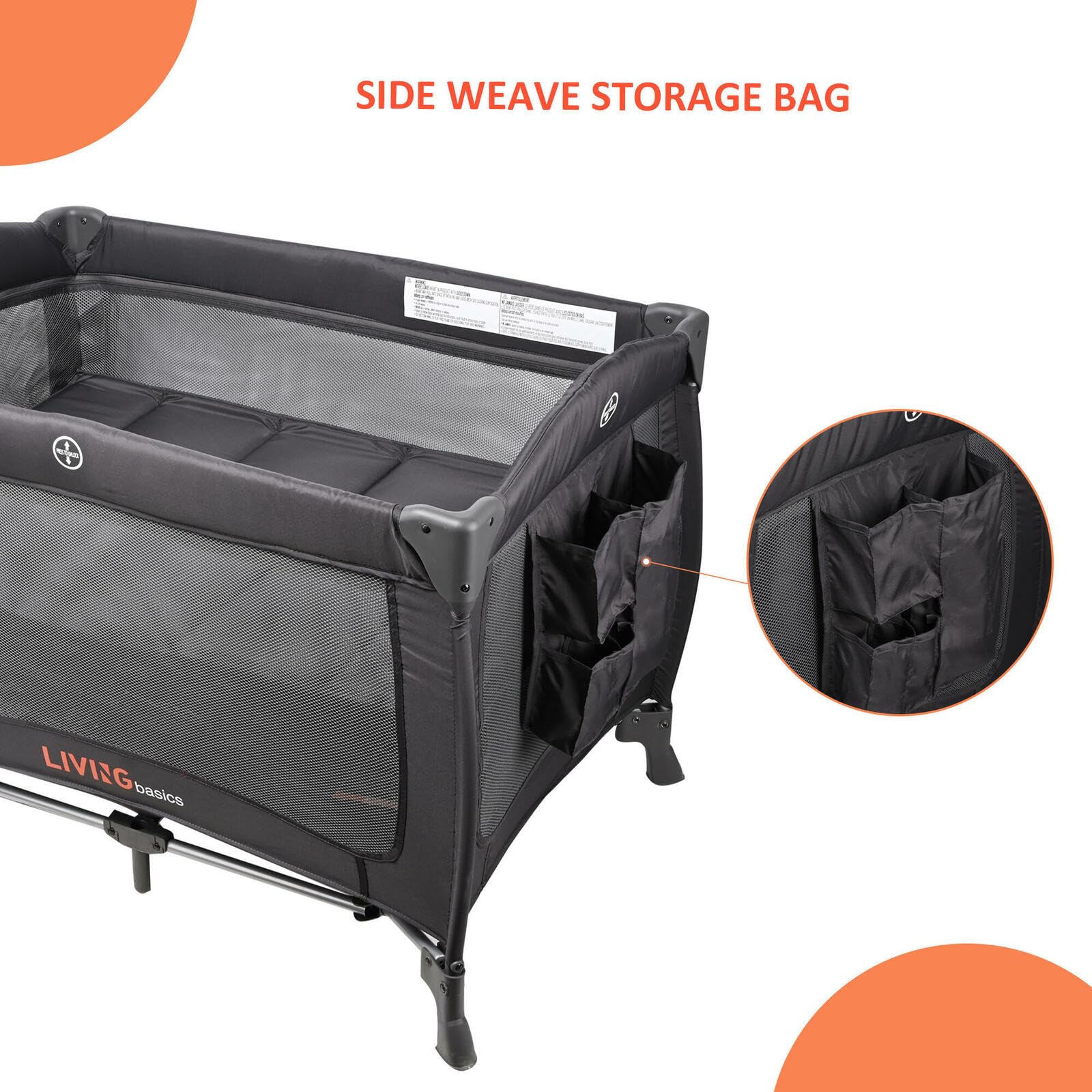 LIVINGbasics 2-in-1 Baby Playard & Foldable Bassinet with Wheels - Portable Crib for Newborns, Infants - Perfect for Nursery, Travel, Camping & Outdoor Use