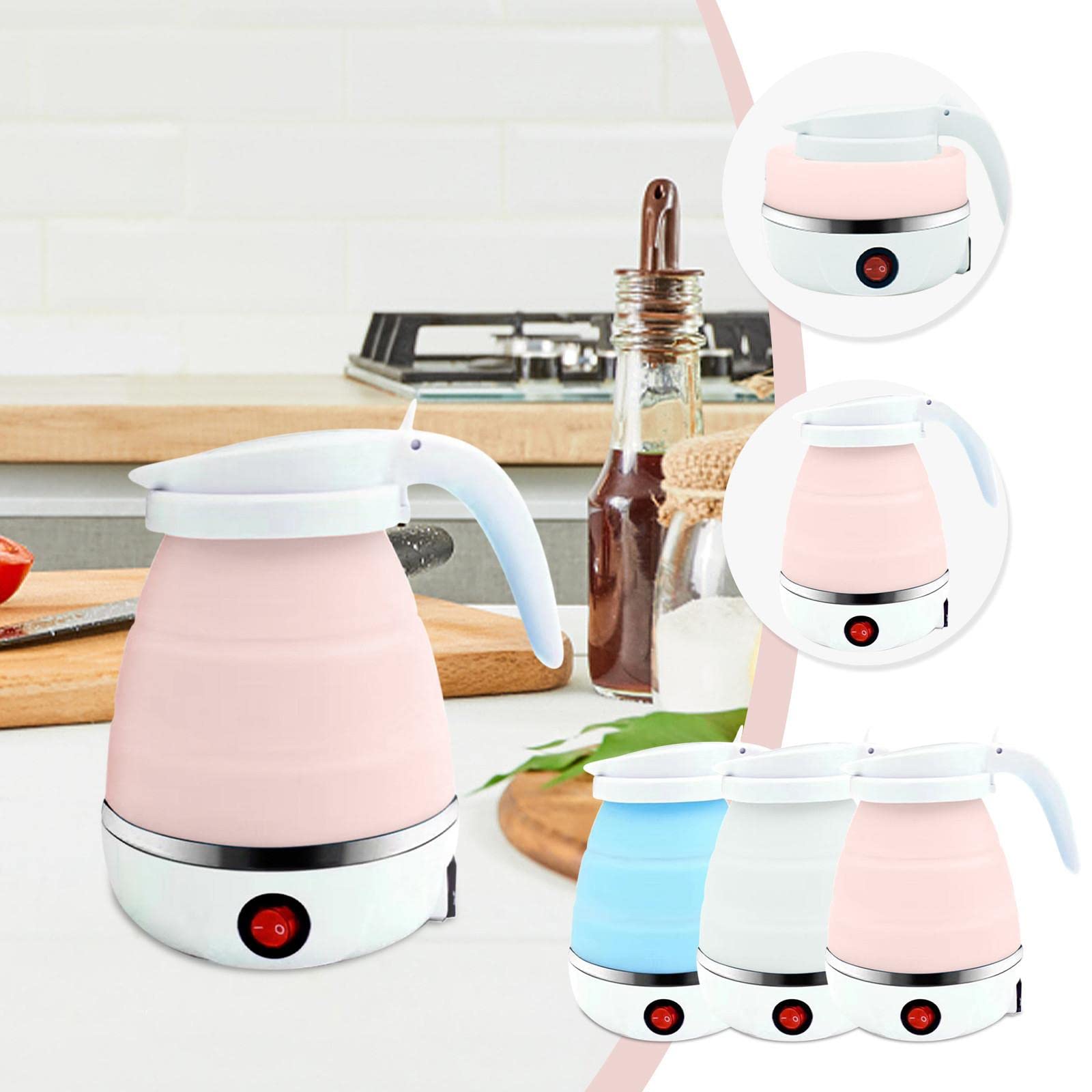 Portable Mini Folding Silicone Electric Kettle - Compact Travel Kettle for Camping, Hiking & Office Use - Retractable Design for Easy Storage - Perfect Kitchen Supplies for Small Spaces