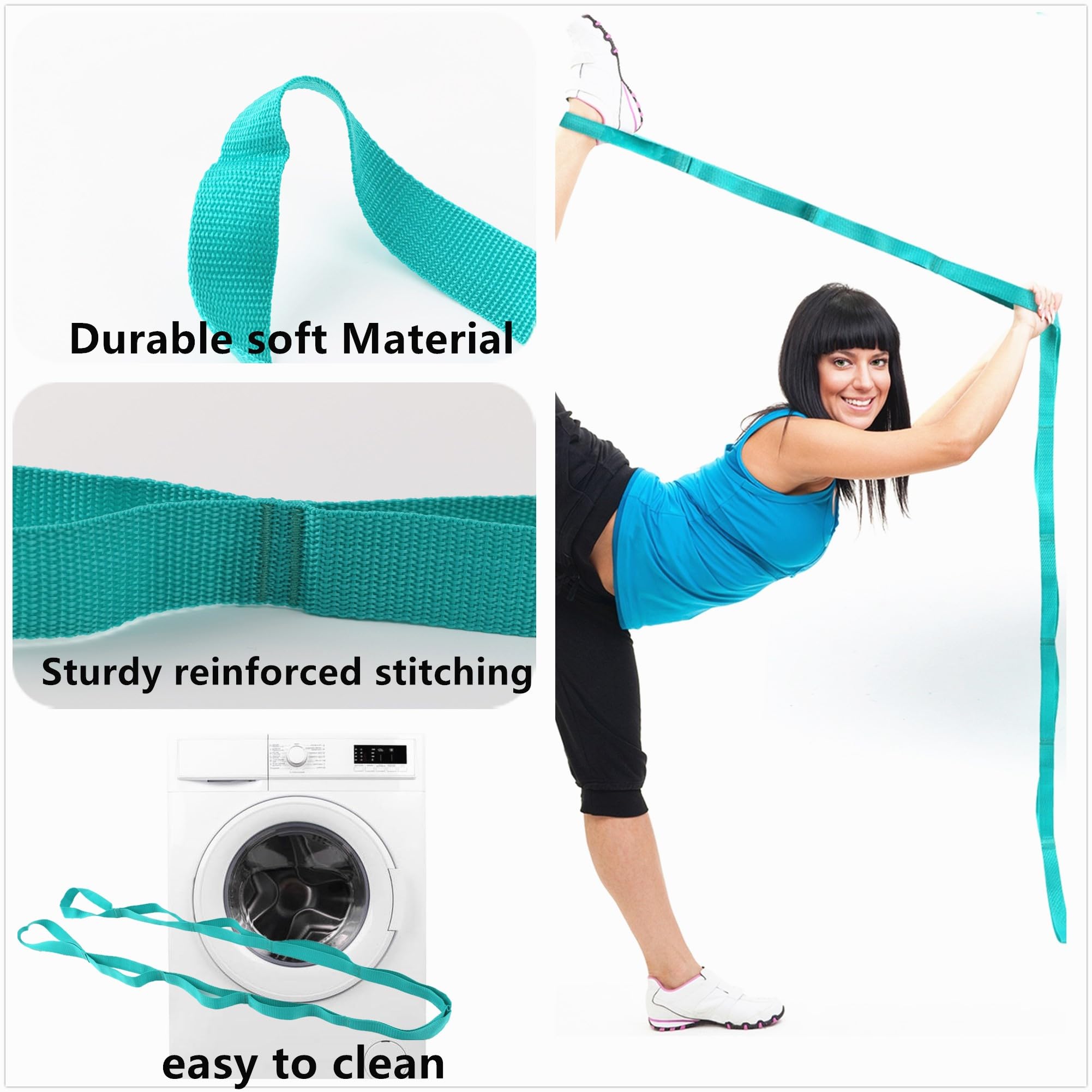 Premium Non-Elastic Yoga Stretching Strap with 10 Loops - Physical Therapy & Home Workout Equipment for Pilates, Gymnastics & Flexibility Training | Ideal for Men & Women | Perfect for Yoga Studios, Home Gym & Rehabilitation Centers