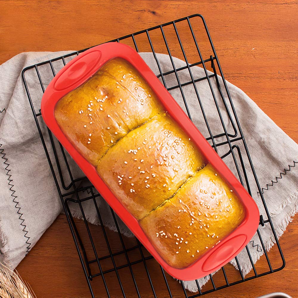 SILIVO 4 Pack Nonstick Silicone Mini Loaf Pans - 5.7x2.5x2.2 Inch Small Bread Baking Pans for Homemade Banana Bread, Pound Cake & Meatloaf - Perfect for Holiday Gifts, Kitchen Essentials & Baking Enthusiasts