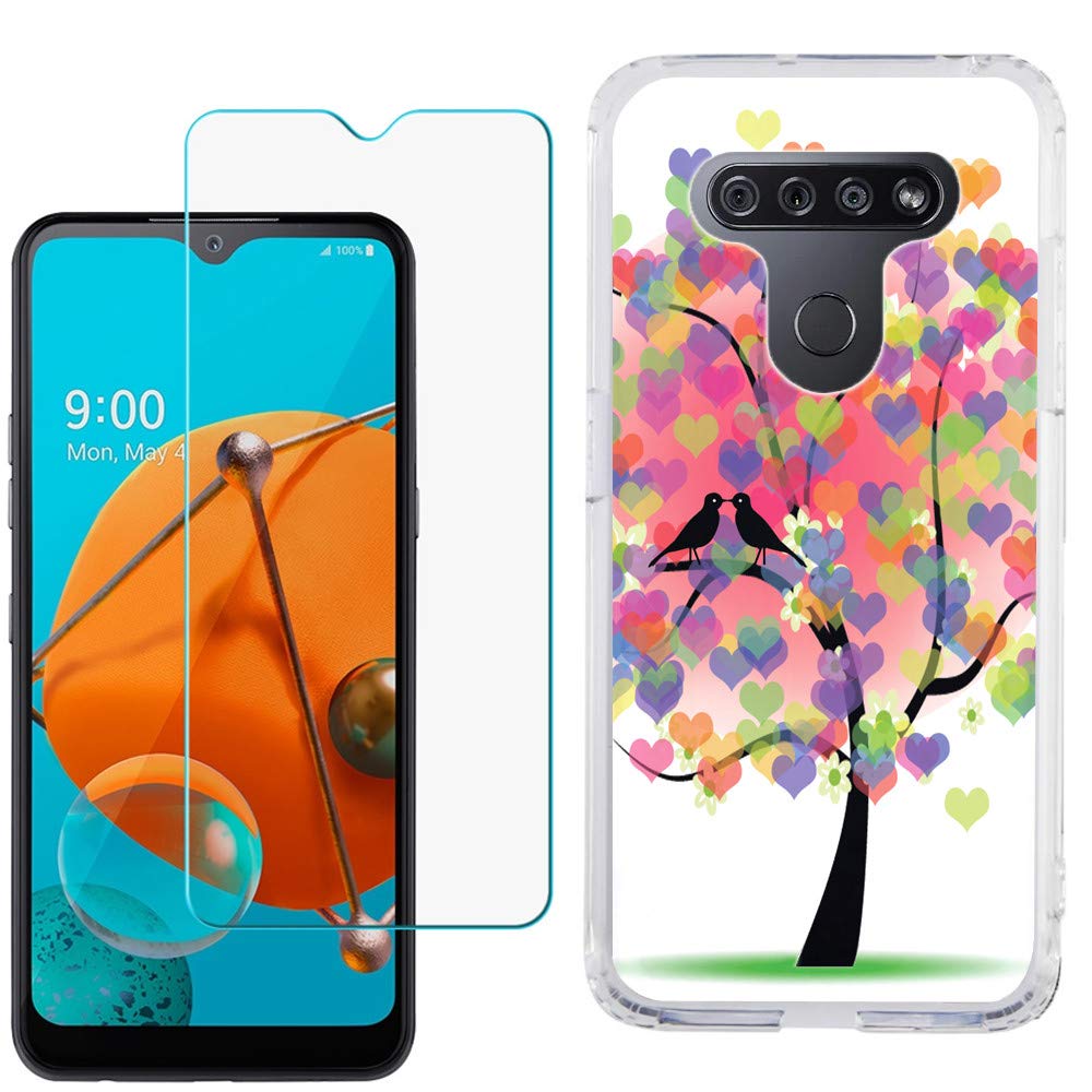 LG K51 Case with Tempered Glass - Slim TPU Gel Cover for Daily Protection