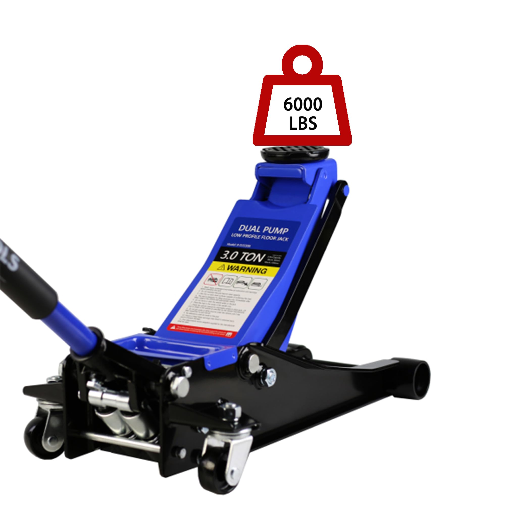 GARVEE 3 Ton (6600 lbs) Low Profile Floor Jack - Dual Piston Steel Quick Lift Pump - 3.3