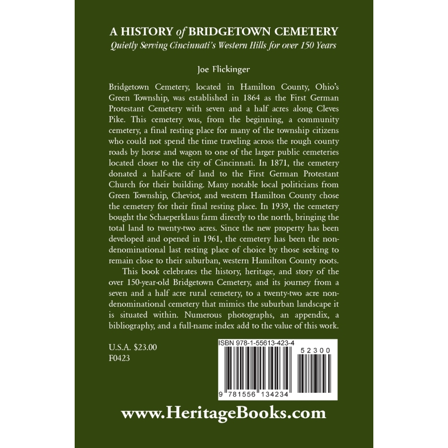 Bridgetown Cemetery History Book - Serving Cincinnati's Western Hills for Over 150 Years | Historical Landmark Guide & Genealogy Resource for Ohio Families