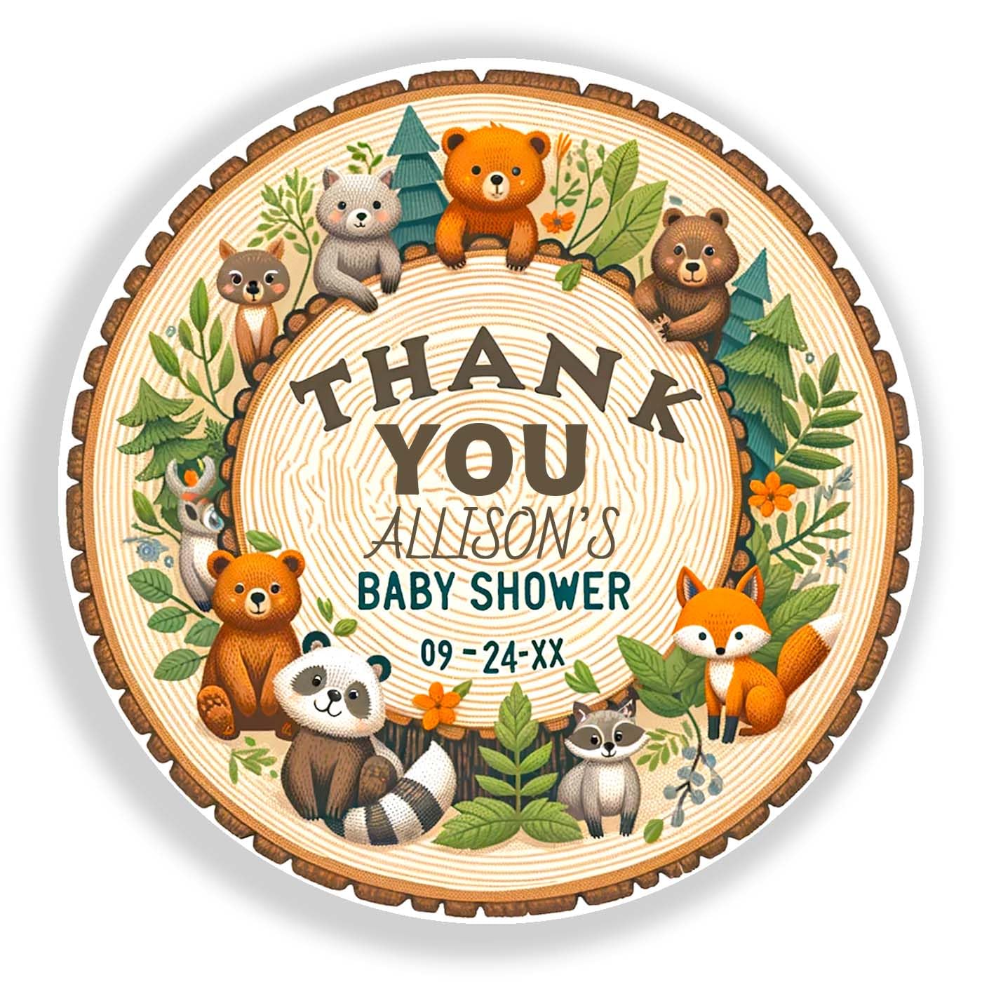 Custom Woodland Animal Stickers - Personalized Baby Shower Labels, 3