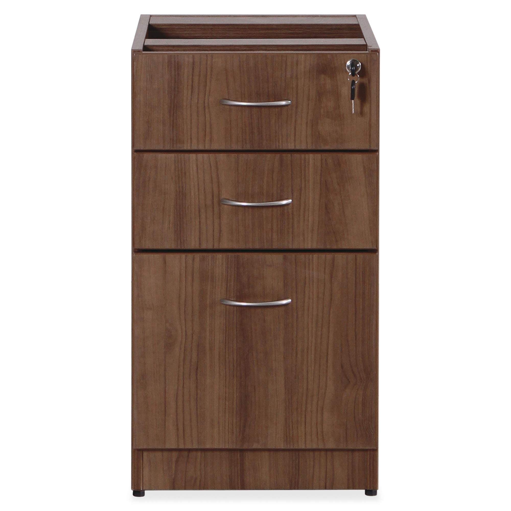 Lorell Essentials Walnut Bookcase/Book File/Fixed Pedestal - Stylish Home & Office Storage Solution for Books, Files, and Essentials