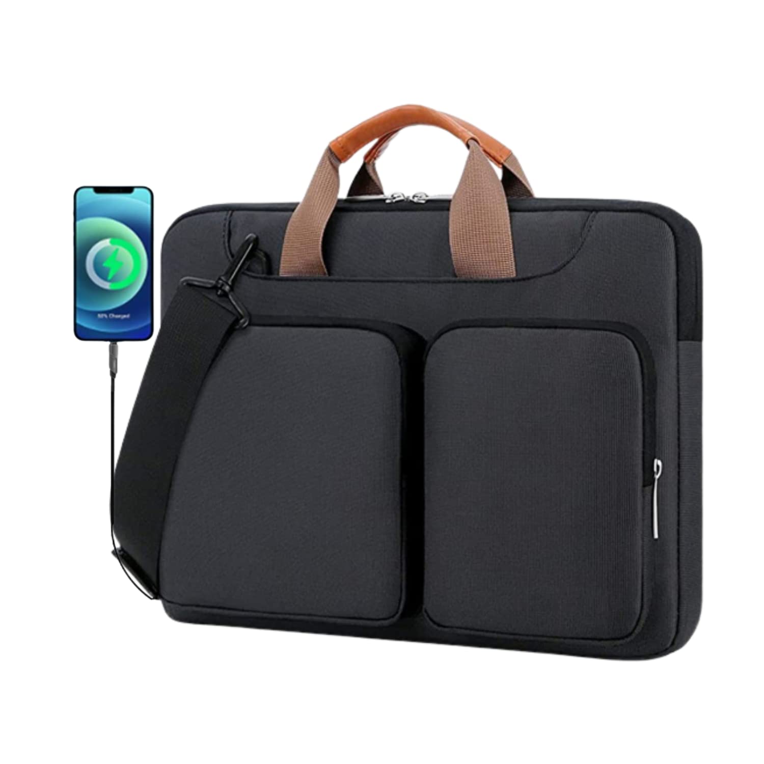 16 Inch Premium Expandable Laptop Bag with USB Charging Port - Durable Computer Briefcase for Men & Women, Business Travel & School Messenger Shoulder Bag | Perfect for Work Commute, College Campus & Business Trips