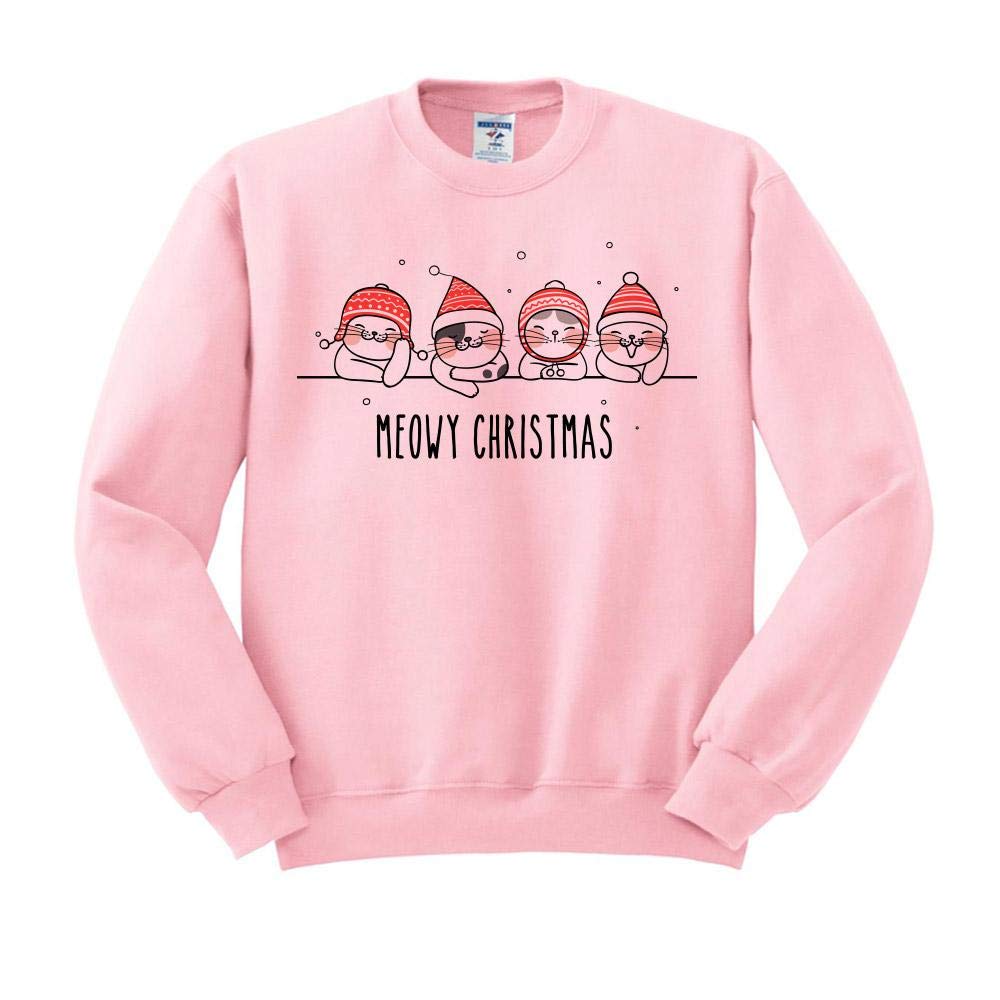 Unisex Meowy Christmas Sweatshirt with Cat in Hat Design - Perfect for Holiday Parties & Festive Family Photos