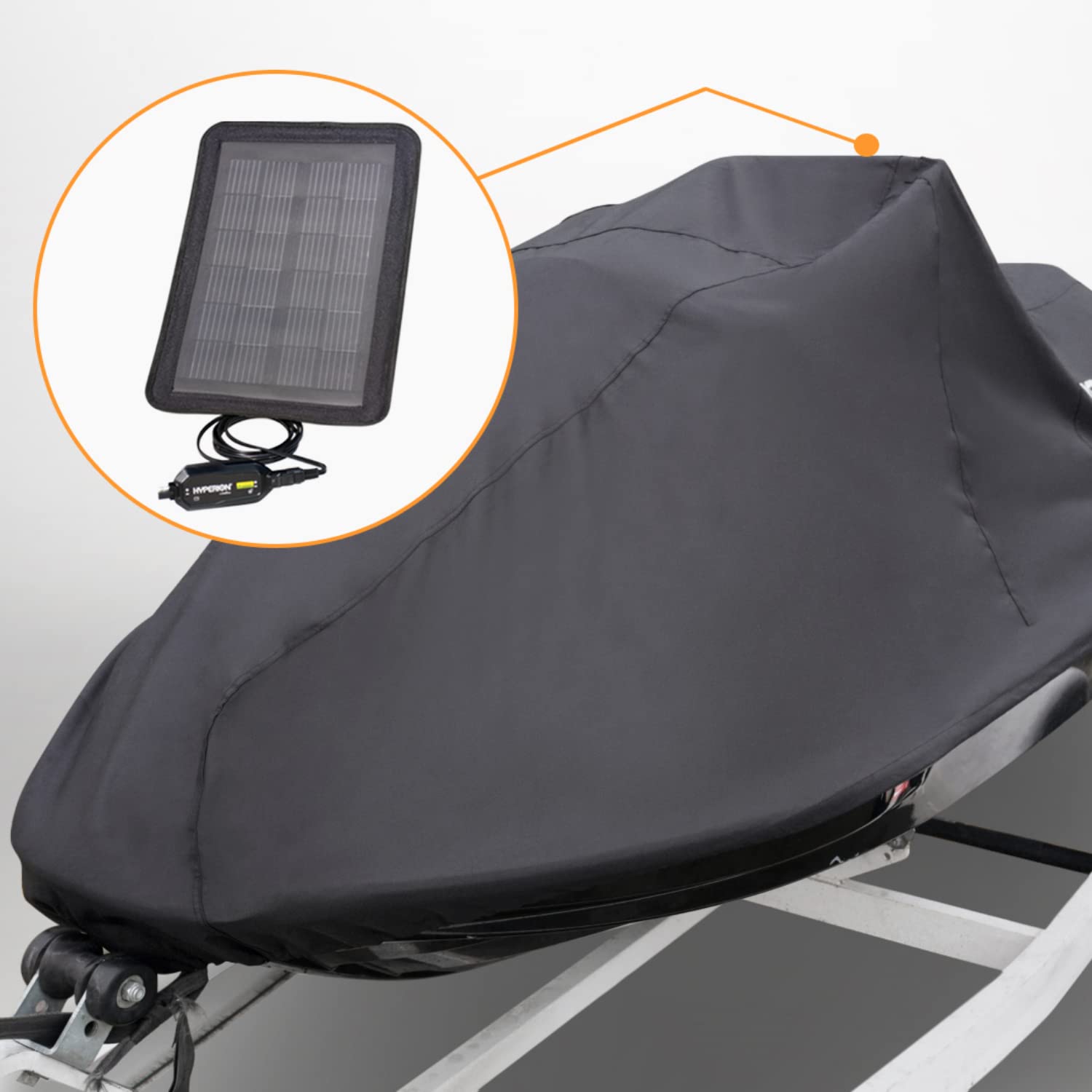 Hyperion Universal Personal Watercraft Cover with Solar Charger - Waterproof & Weatherproof PWC Cover for 2-3 Seater Models (Up to 134