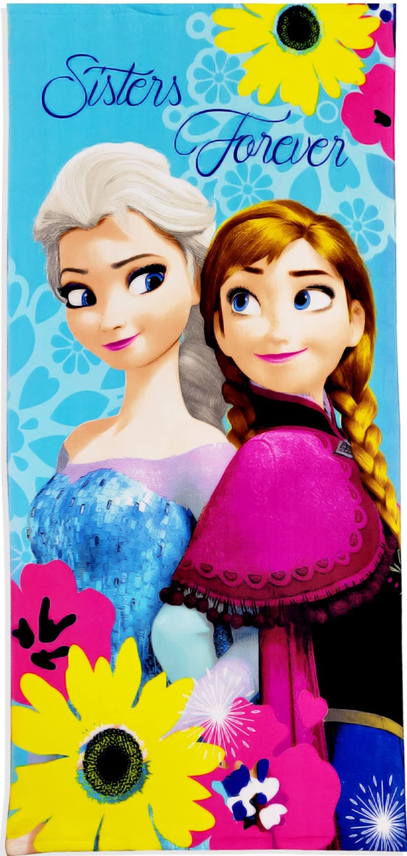 ROYAL WEAR Kids Official Licensed Frozen Sister Forever Hooded Bath Towel - 40 x 60 Inch Soft Beach Towel for Boys & Girls - Perfect for Swimming, Bath Time, and Pool Parties