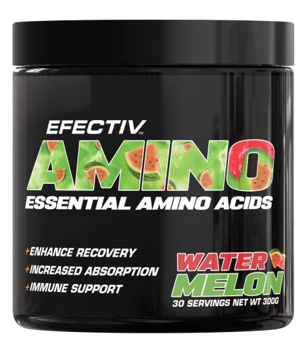 Efectiv Nutrition Amino 300g - Watermelon Flavor BCAA Powder for Muscle Recovery & Workout Energy | Pre & Post Workout Supplement for Athletes & Fitness Enthusiasts