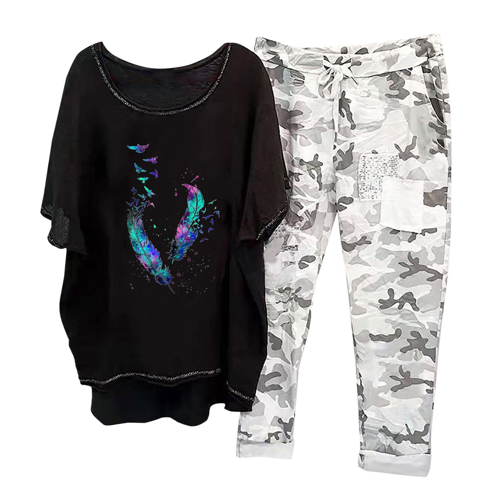Women's 2-Piece Linen Lounge Set - Extra Long Pants & Top for Tall & Plus Size Women - Maternity & Casual Wear - Perfect for Home Relaxation, Yoga & Travel Comfort