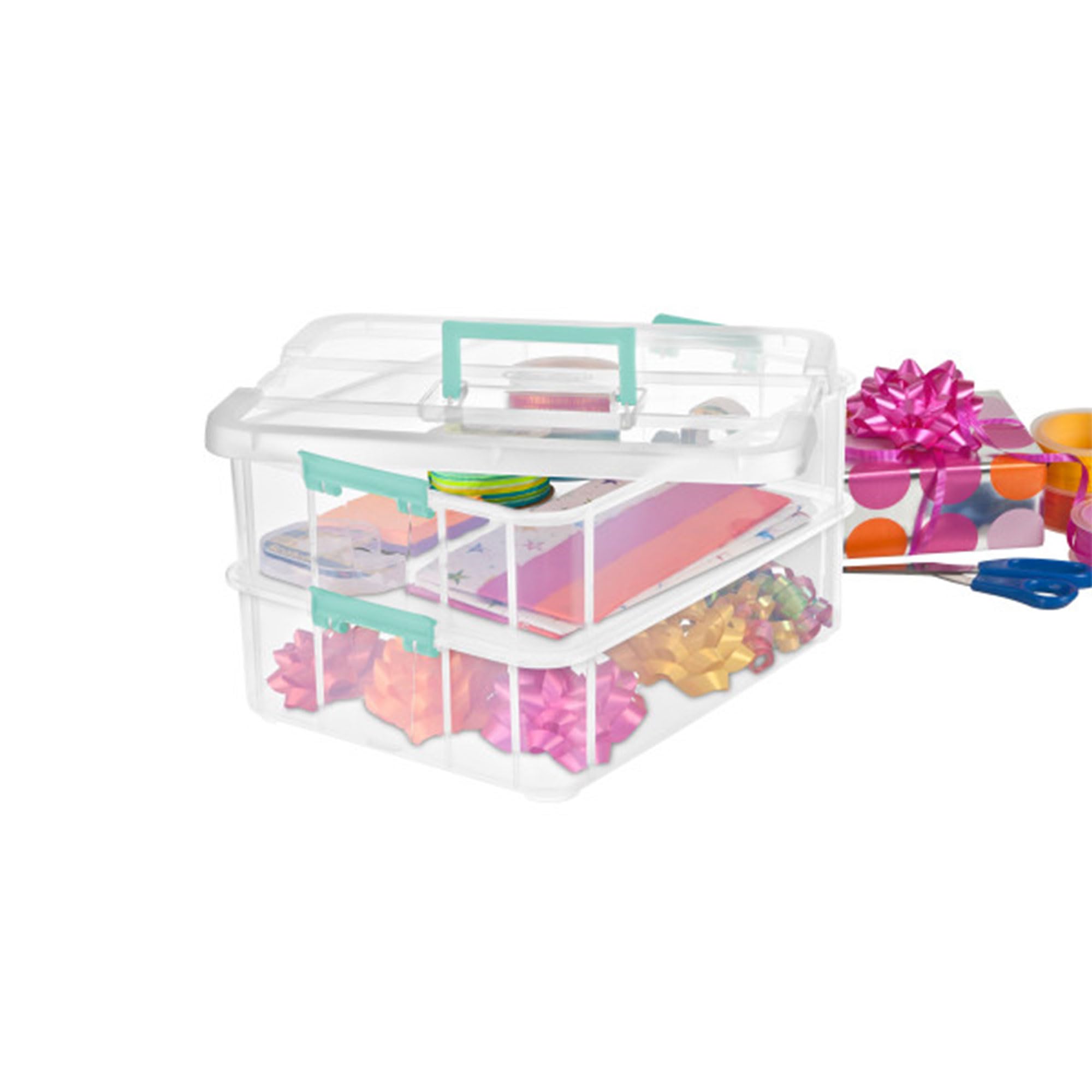 Sterilite 16-Pack Clear Stackable Storage Bins with Latching Lids - 2-Layer Organizer for Home, Office & Closet - Perfect for Organizing Toys, Clothes & Supplies