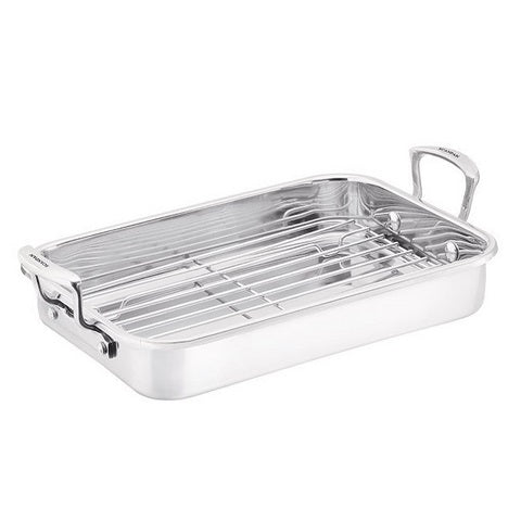 Scanpan Impact 16.5 x 10.5 Inch Stainless Steel Rectangular Roasting Pan with Rack - Perfect for Oven Roasting Turkey, Chicken, Vegetables & Holiday Meals
