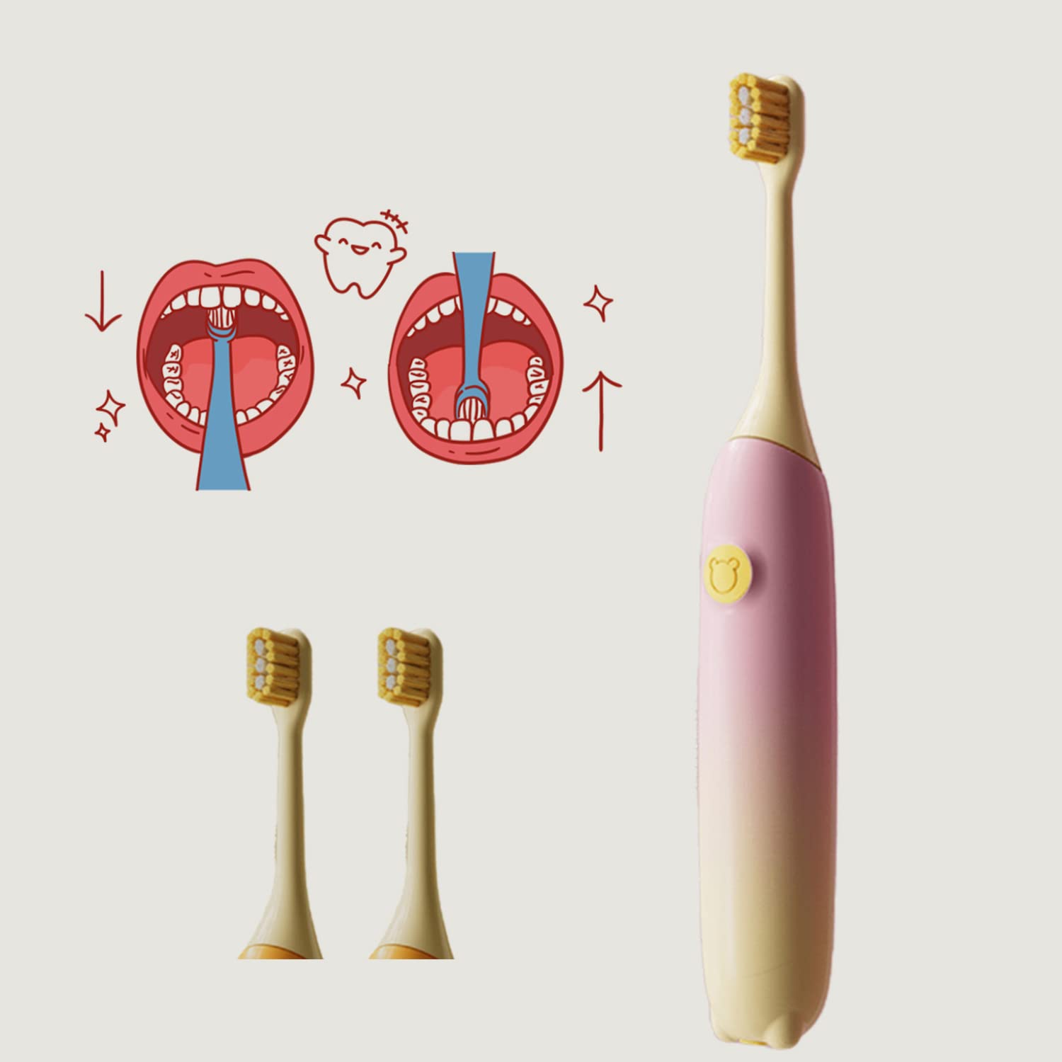 Kids Electric Sonic Toothbrush with 2-Minute Timer & Type-C Fast Charging - Ultrasonic Toothbrush for Children & Teens (Pink) - Perfect for Daily Oral Care & Travel