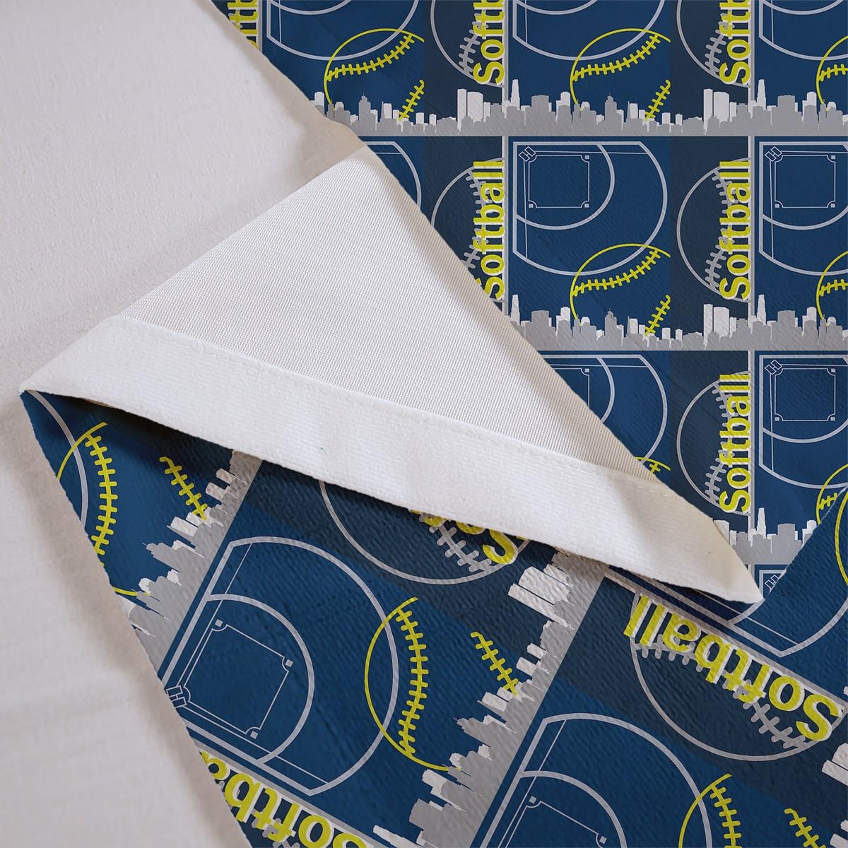 Feelyou Softball Valance Curtains - 1 Panel 52x12 Inch Window Treatment for Living Room, Bedroom & Kitchen - Perfect for Baseball Lovers & Sports Fans - Great for Game Day Decor, Bathroom Windows & Sports Themed Rooms