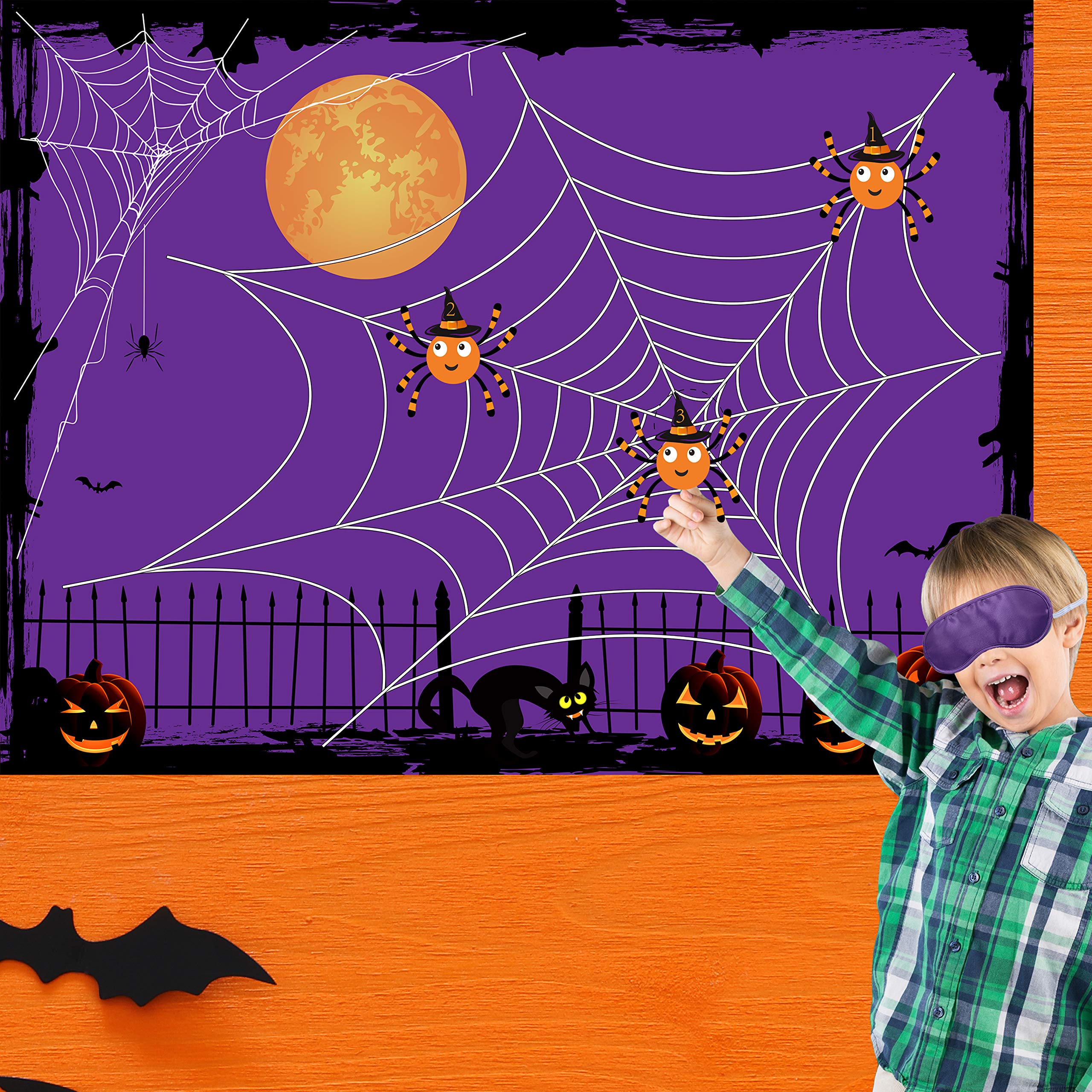 Halloween Pin The Spider on The Web Game for Kids - Fun Halloween Party Favors, Games & Activities for Children's Halloween Parties - Perfect for Classroom, Birthday & Family Halloween Celebrations