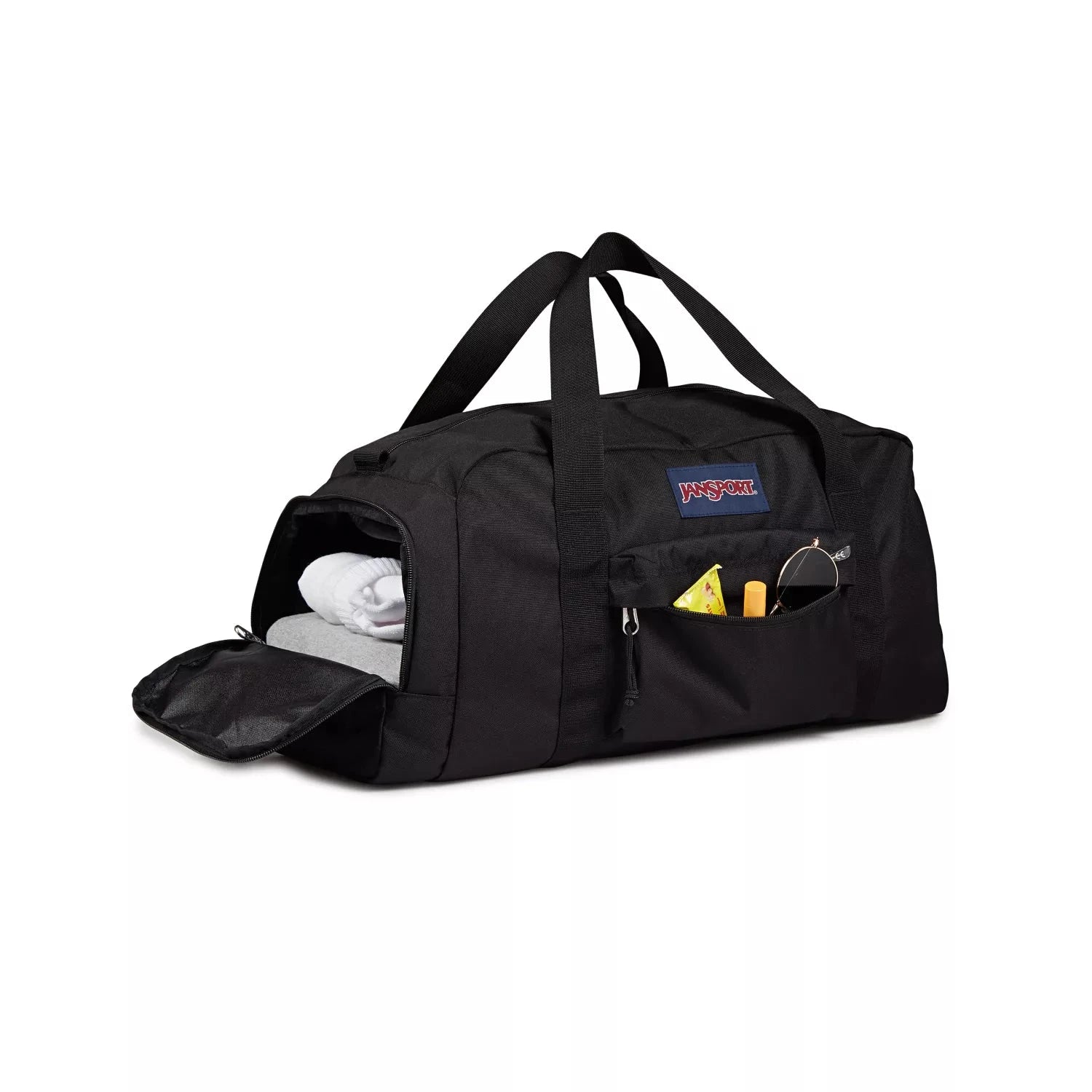 JanSport Weekender Medium Duffel Bag - Black | Durable Travel Duffel for Gym, Weekend Trips & Outdoor Adventures