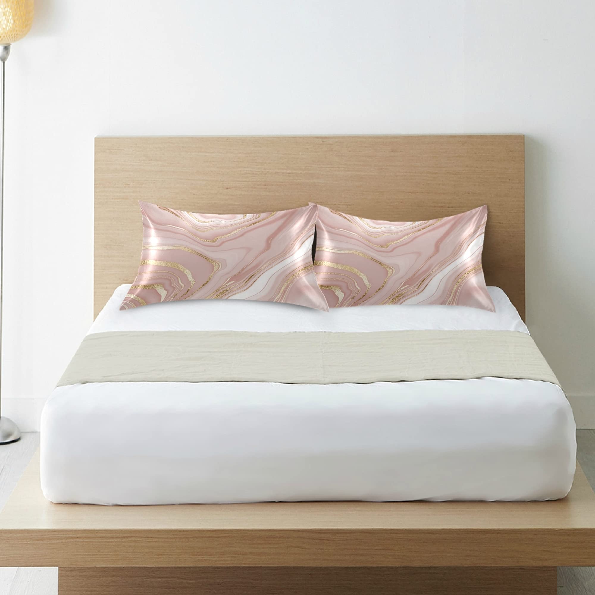 Rose Gold Satin Pillowcase for Hair & Skin Care - 20x26 Inch Silk Pillow Case with Envelope Closure, Hypoallergenic & Anti-Frizz (1PC) - Perfect for Beauty Sleep, Travel & Home Decor