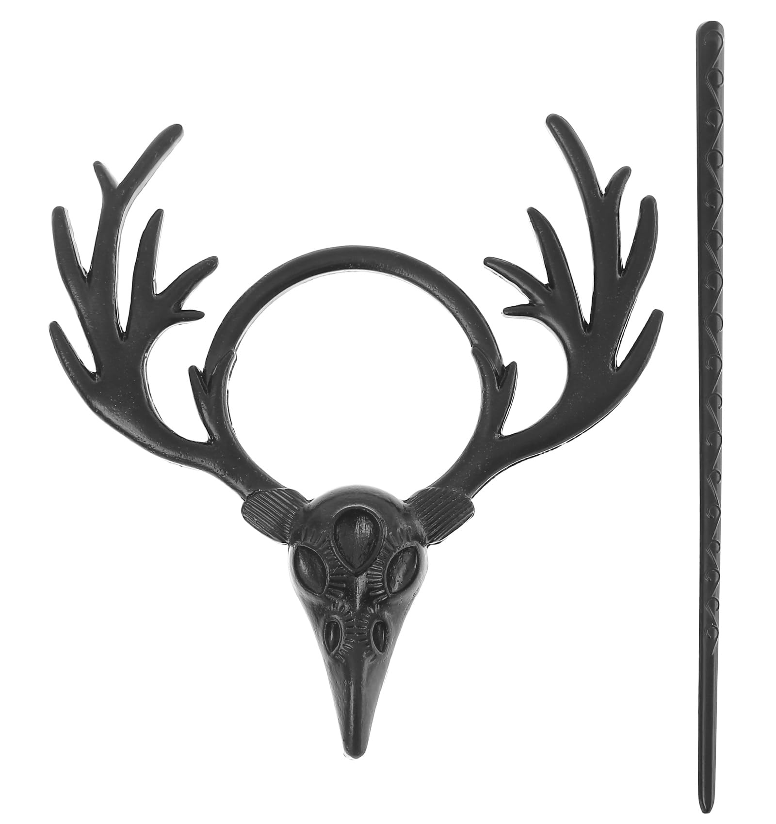 Gothic Raven Skull Antler Hair Pins - Black Wicca Witch Hair Clips for Women | Medieval Renaissance Festival Hair Accessories | Perfect for Halloween, Cosplay & Boho Hairstyles