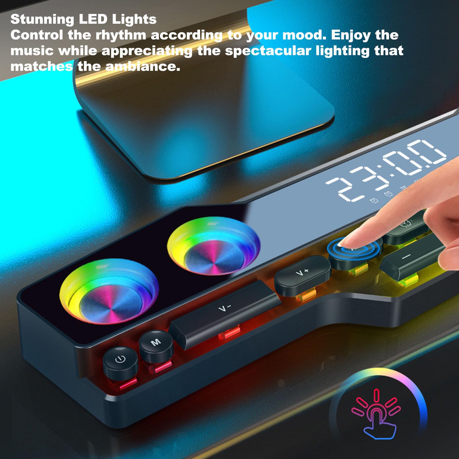 Fabater RGB Gaming Speakers - Wireless USB Soundbar for PC, Laptop & Phone - Desktop Stereo Sound with LED Lighting for Gaming Setup