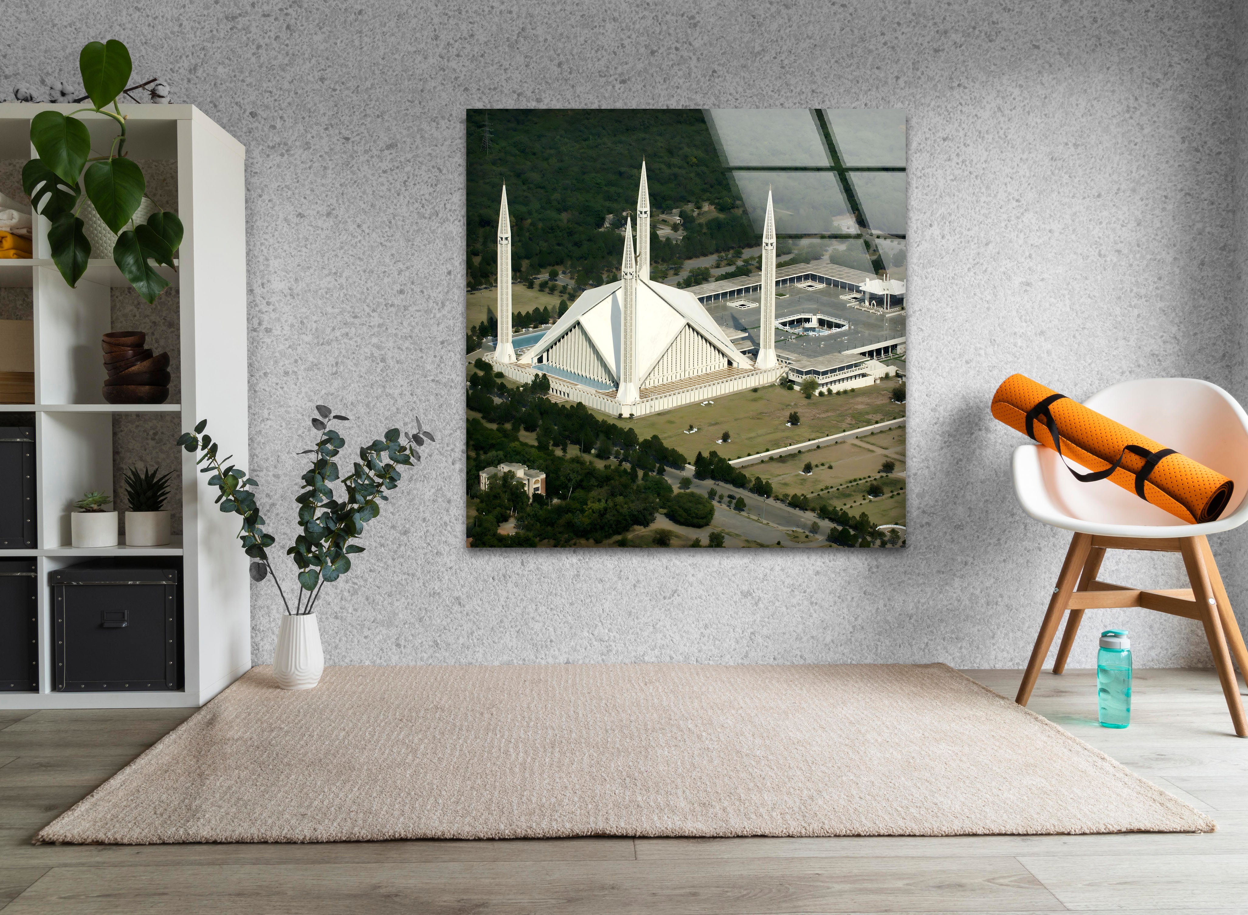 Stunning Aerial View Glass Wall Art - Iconic Landmark Panoramic Print - Perfect for Living Room, Office & Home Decor