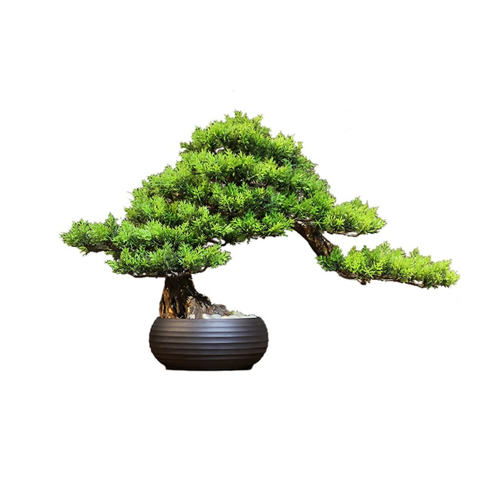 Realistic Artificial Bonsai Tree - Fake Pine Potted Plant for Desk Decor, Home & Office - Low Maintenance Indoor Decoration for Living Room, Bedroom & Workspace