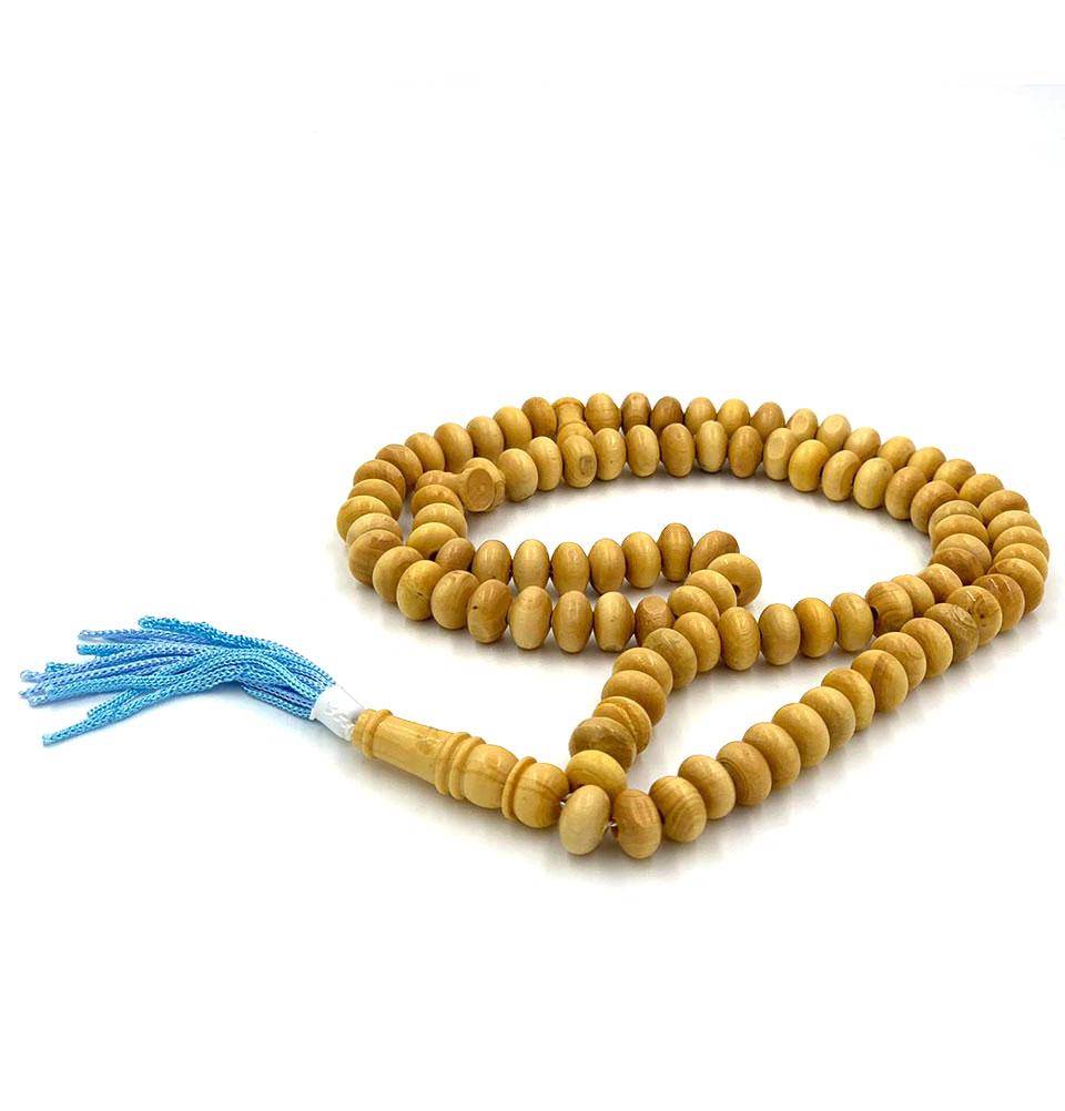 Premium Islamic Tasbih - 99 Bead Oval Wooden Prayer Beads for Muslim Dhikr & Meditation - Large Beige Rosary for Spiritual Practice, Stress Relief & Daily Worship