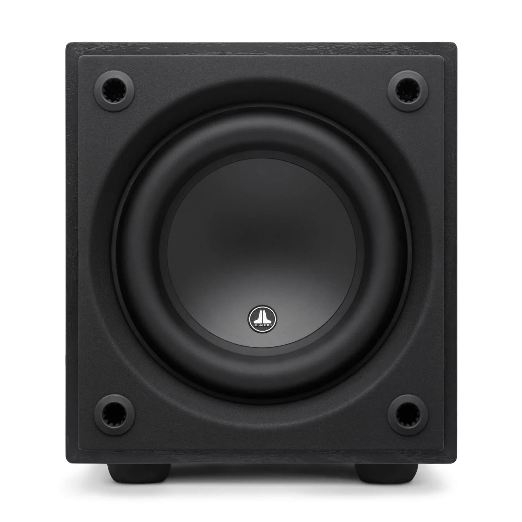 JL Audio Dominion d108 ASH 8-Inch Powered Subwoofer - Black Ash | High-Performance Bass for Home Theater & Car Audio Systems